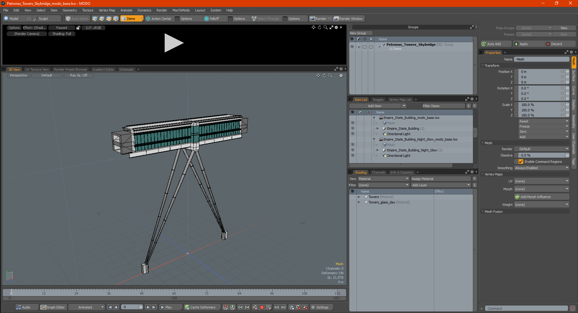 3D model Petronas Towers Skybridge