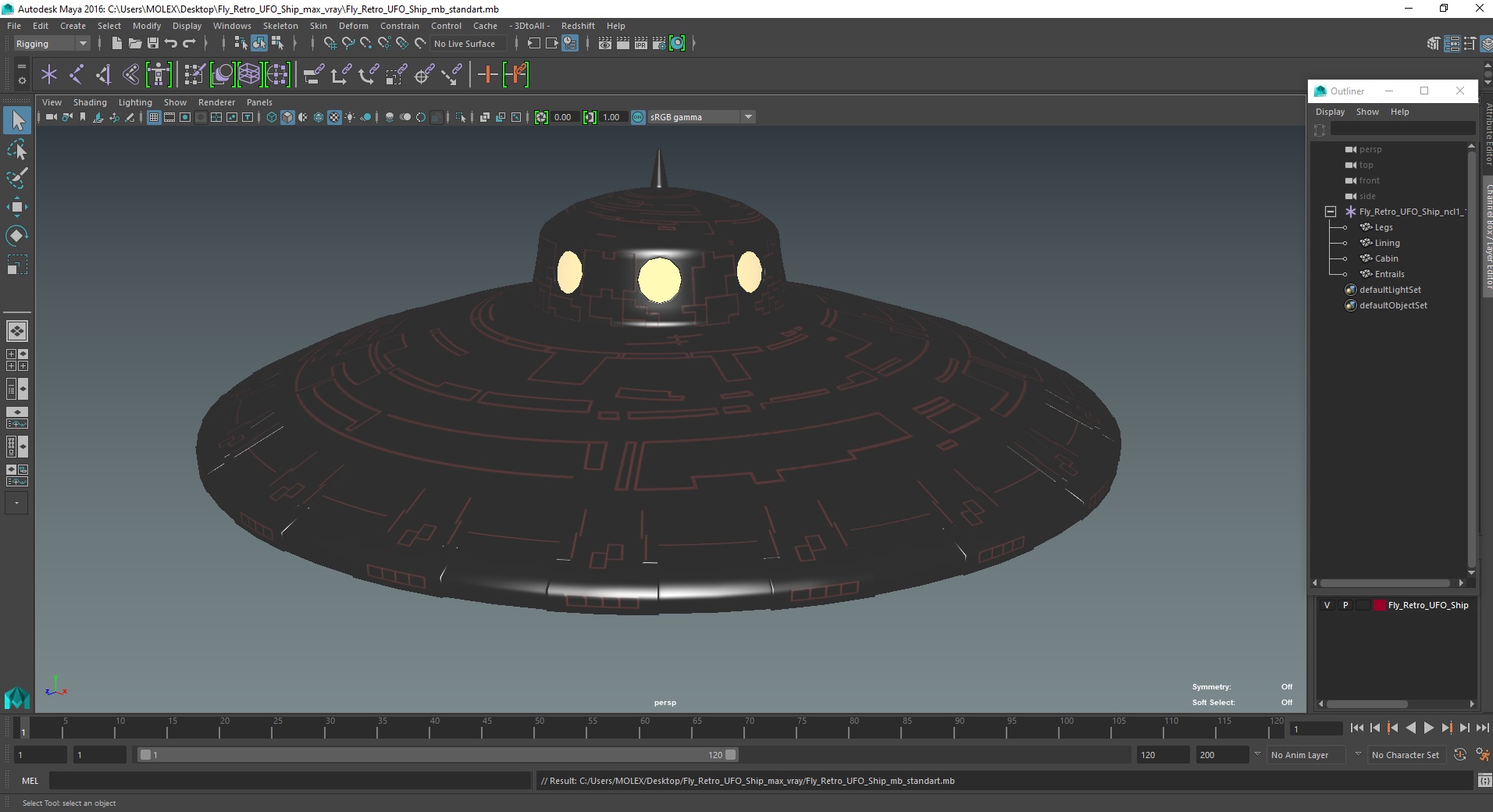 3D Fly Retro UFO Ship model