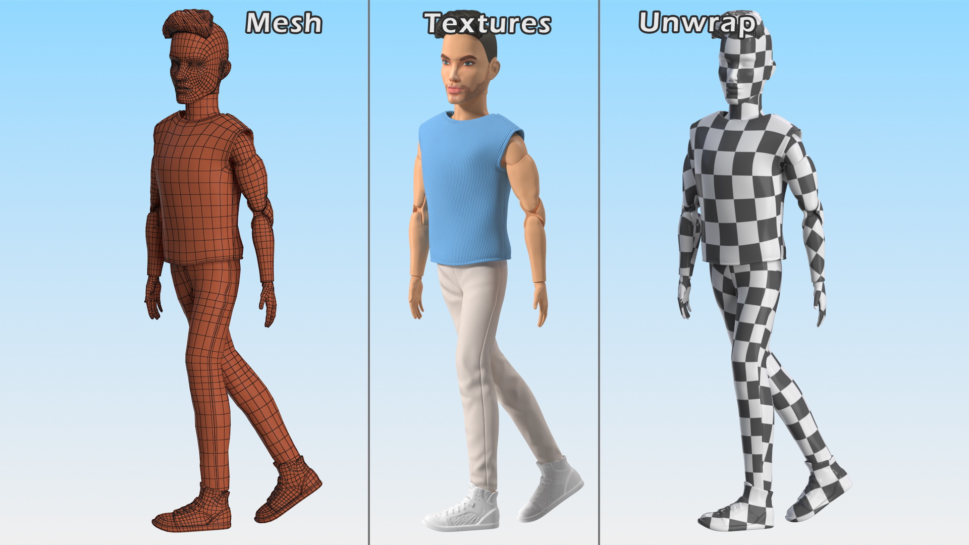 Ken Doll Dressed Walking Pose 3D model