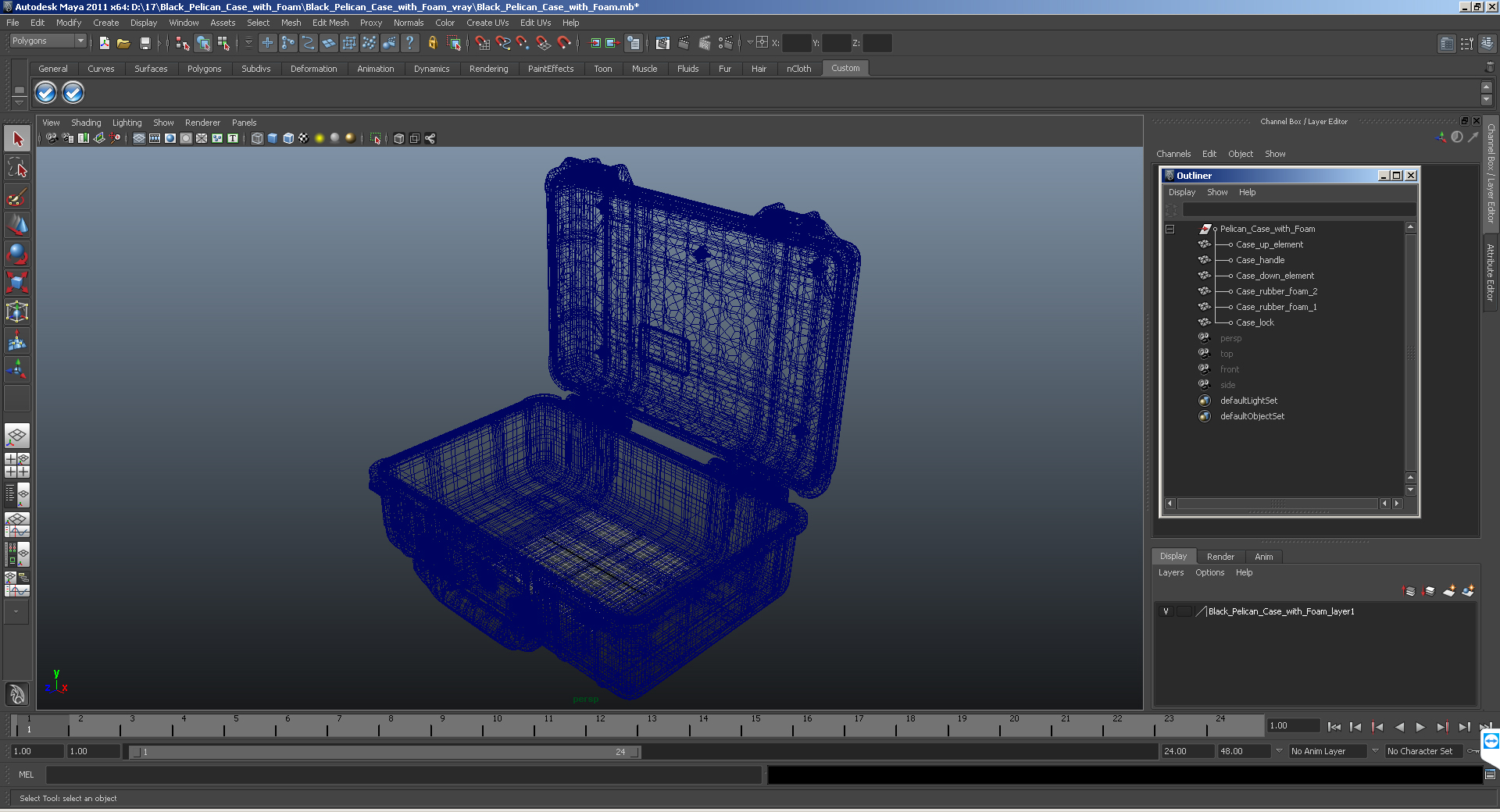 Pelican Case Yellow with Foam 3D model