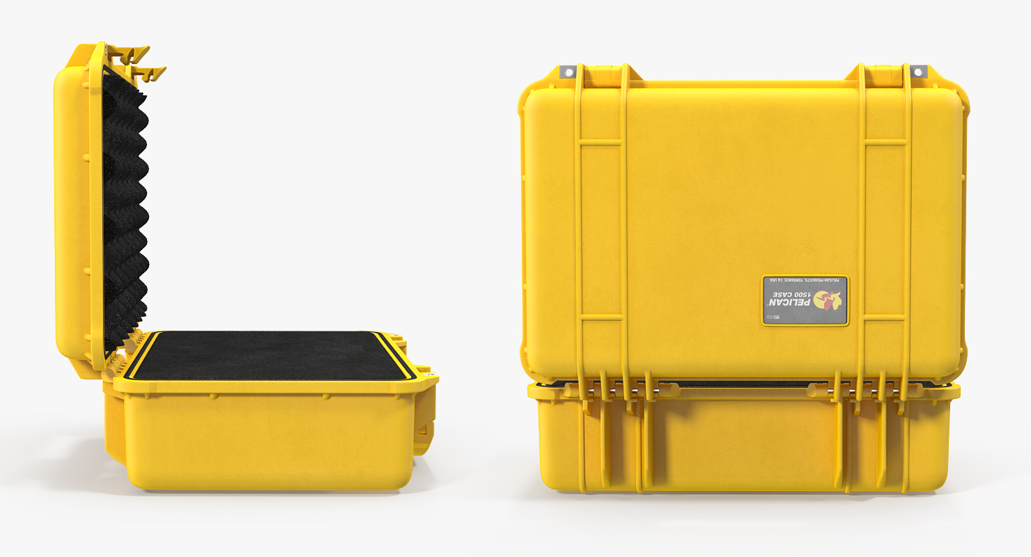 Pelican Case Yellow with Foam 3D model