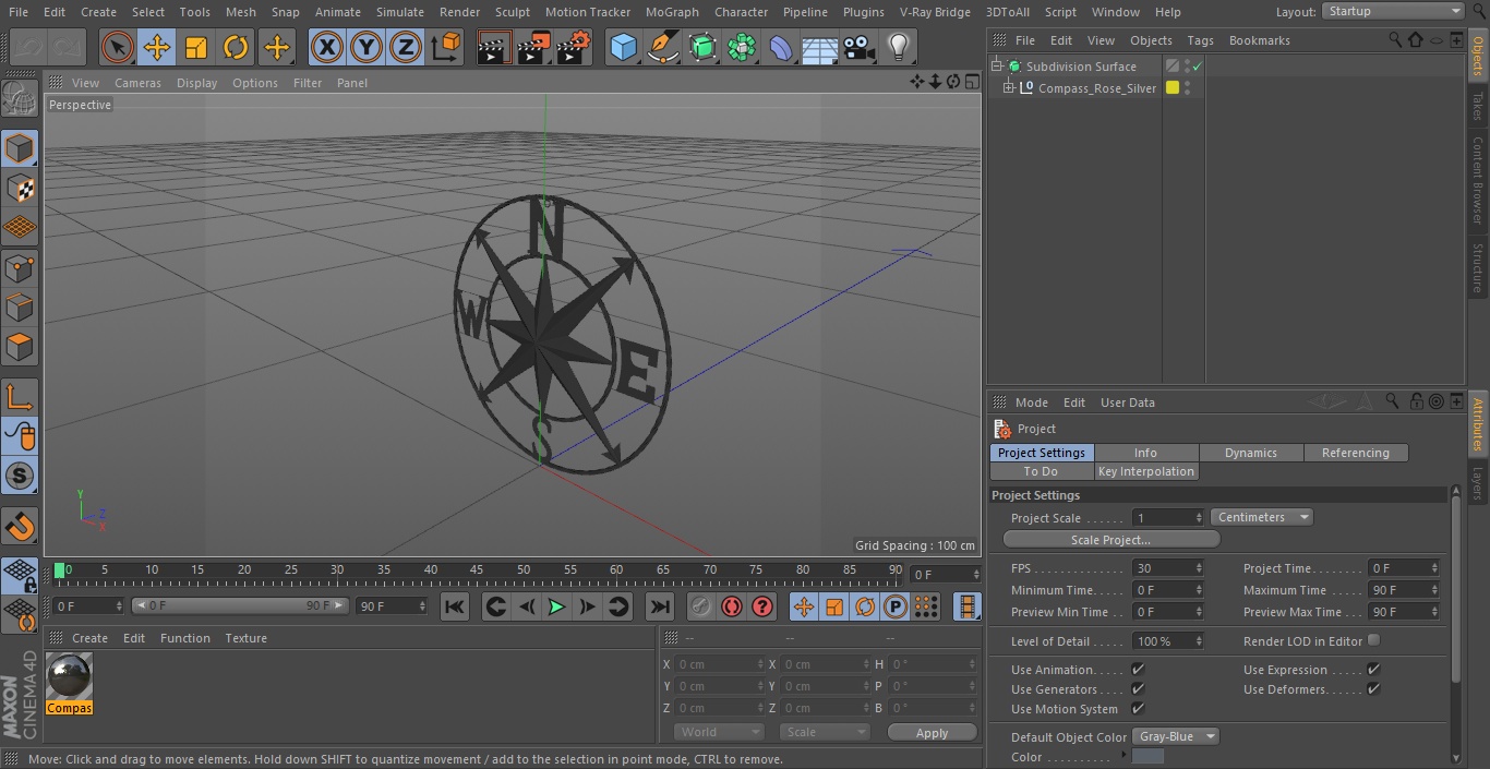 Compass Rose Silver 3D model