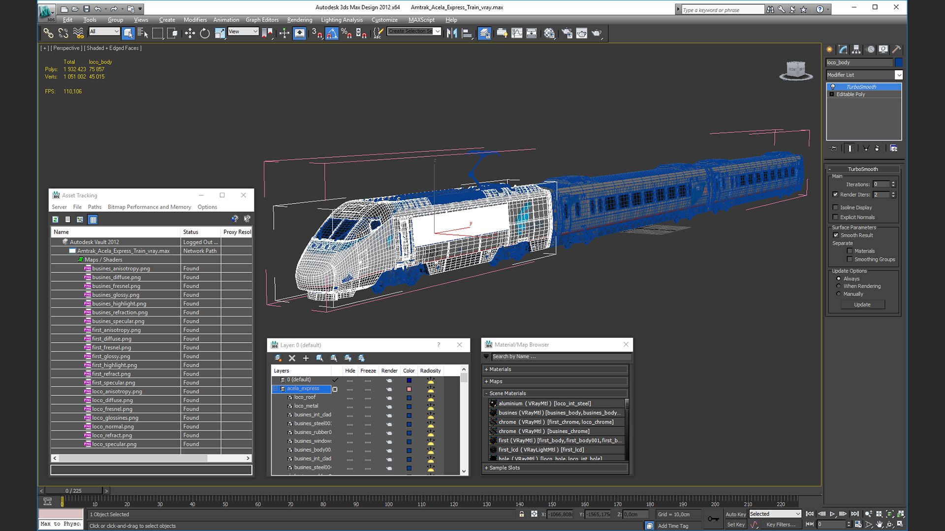 3D Amtrak Acela Express Train