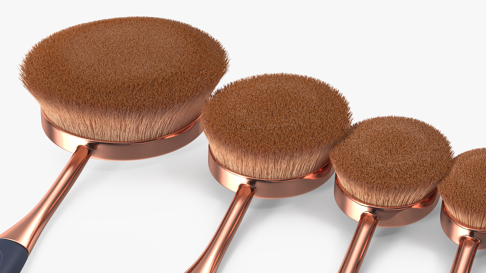 3D Professional Oval Makeup Brush Set Fur model