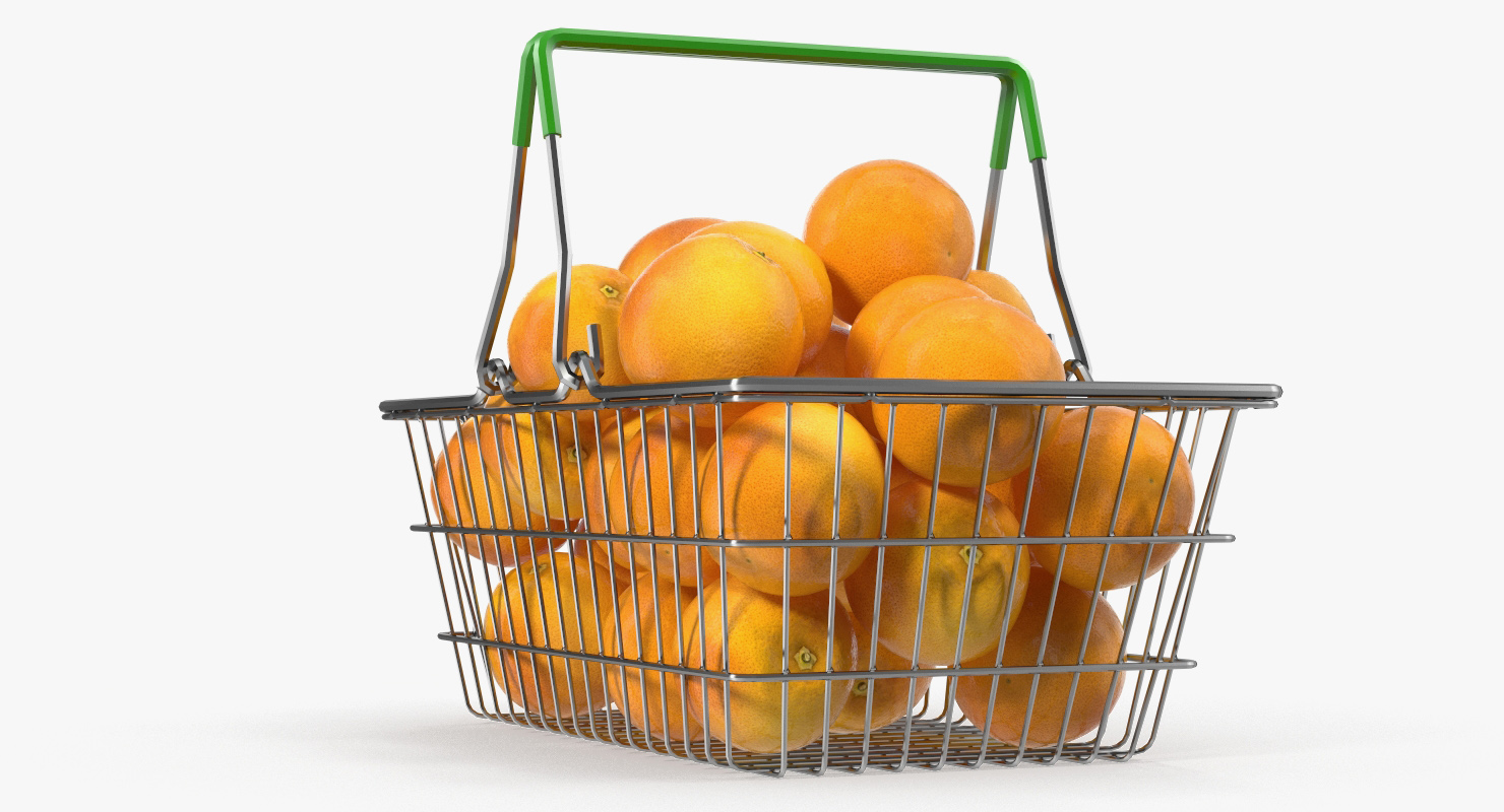 Shopping Basket Filled with Grapefruits 3D model