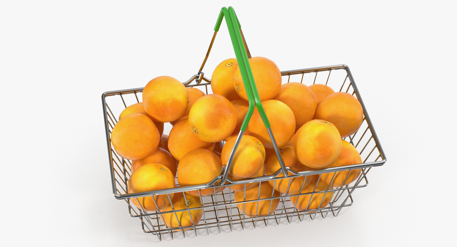 Shopping Basket Filled with Grapefruits 3D model