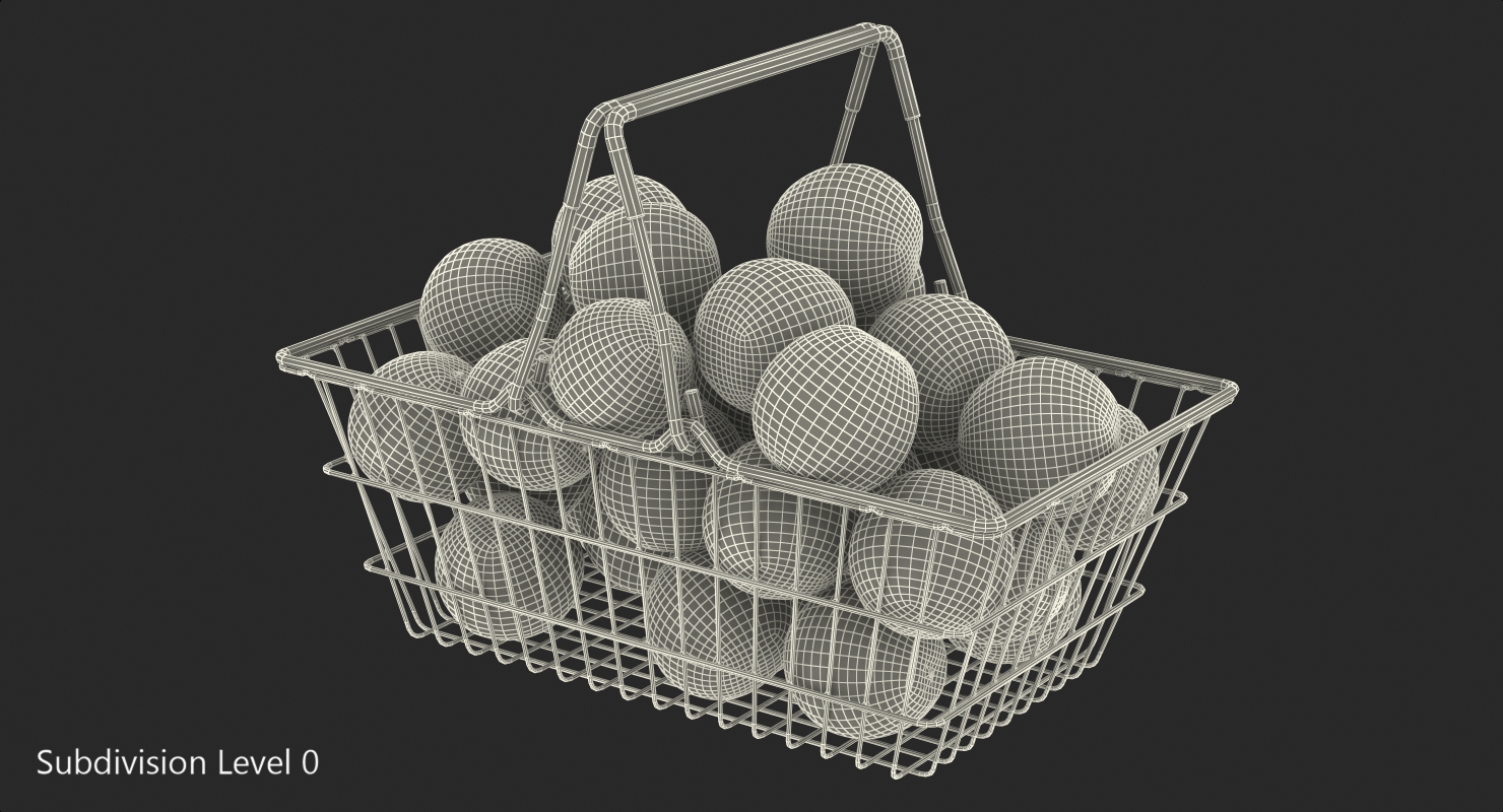 Shopping Basket Filled with Grapefruits 3D model