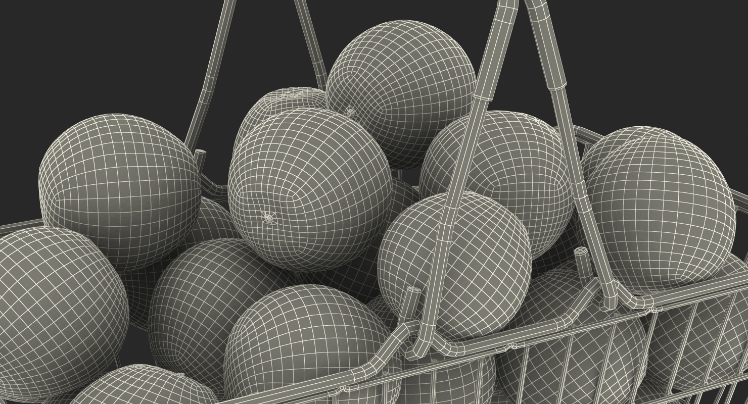 Shopping Basket Filled with Grapefruits 3D model