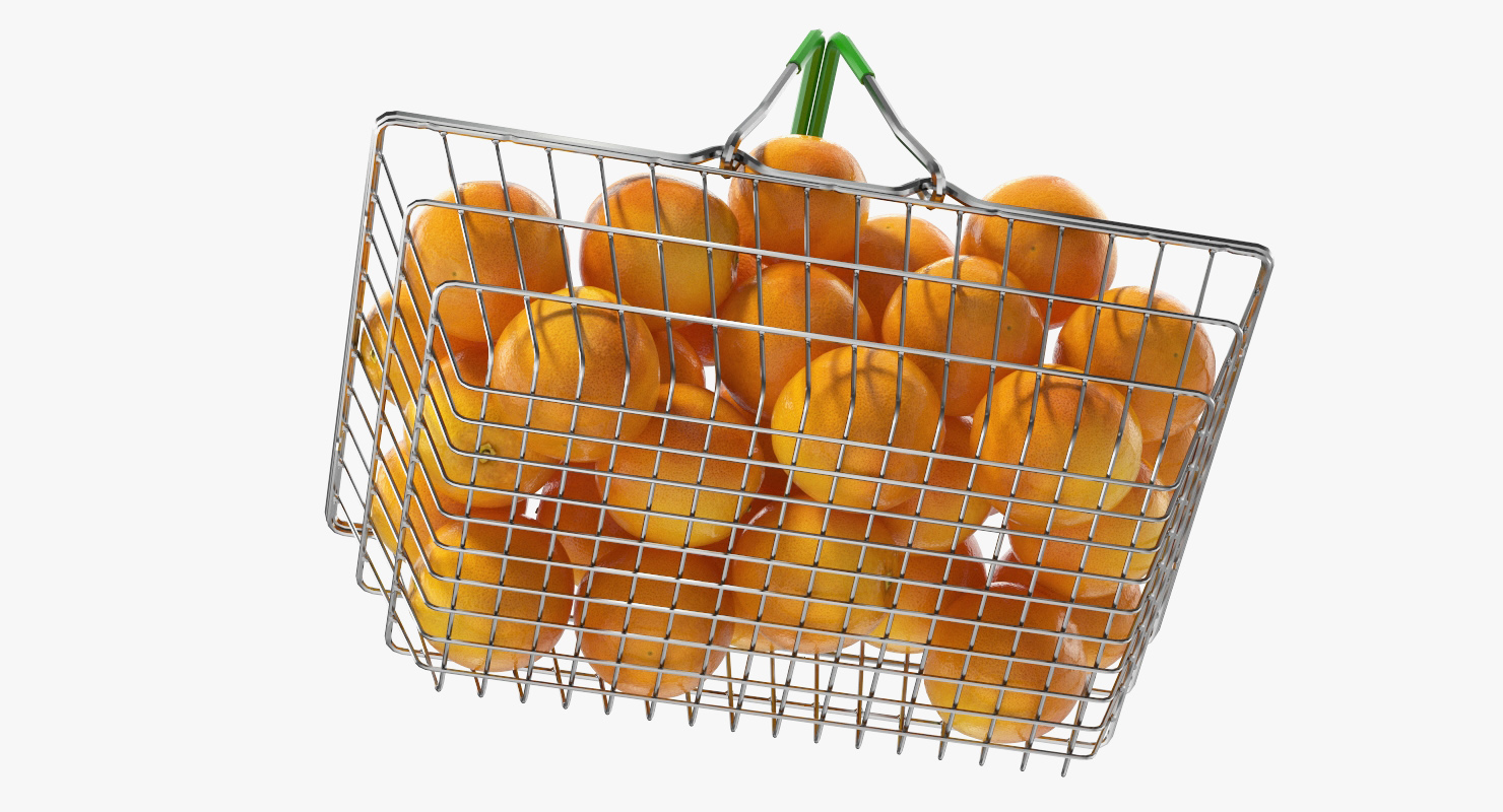 Shopping Basket Filled with Grapefruits 3D model