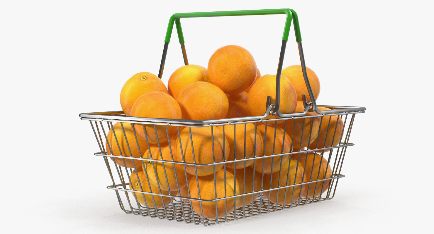 Shopping Basket Filled with Grapefruits 3D model