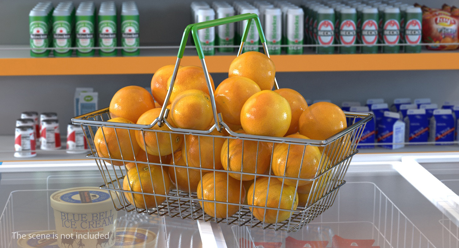 Shopping Basket Filled with Grapefruits 3D model