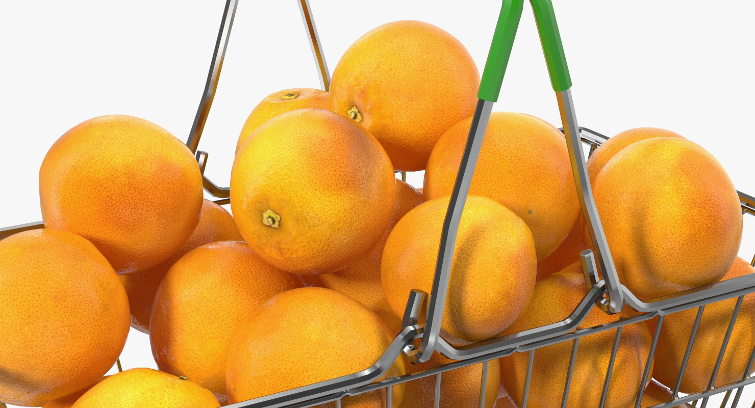 Shopping Basket Filled with Grapefruits 3D model