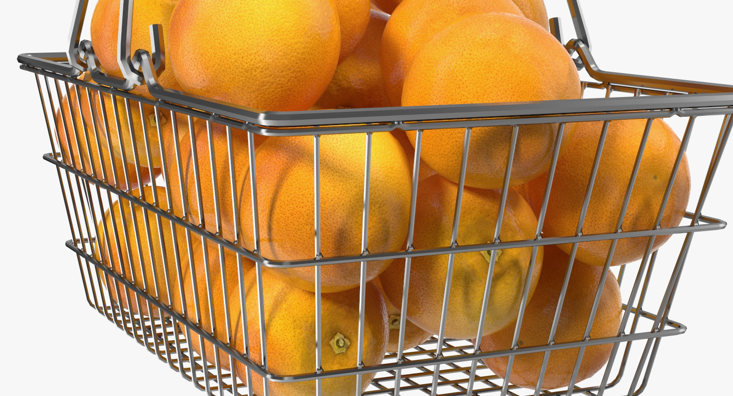 Shopping Basket Filled with Grapefruits 3D model