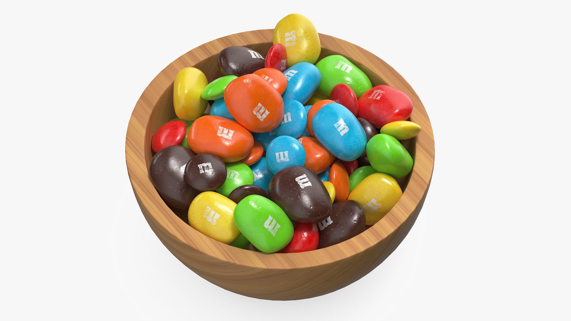 Various M and Ms Candies in Bowl 3D