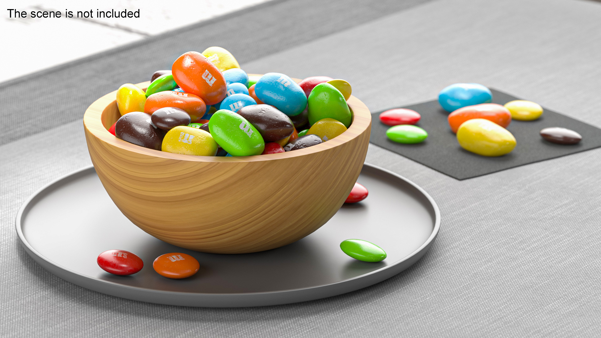 Various M and Ms Candies in Bowl 3D