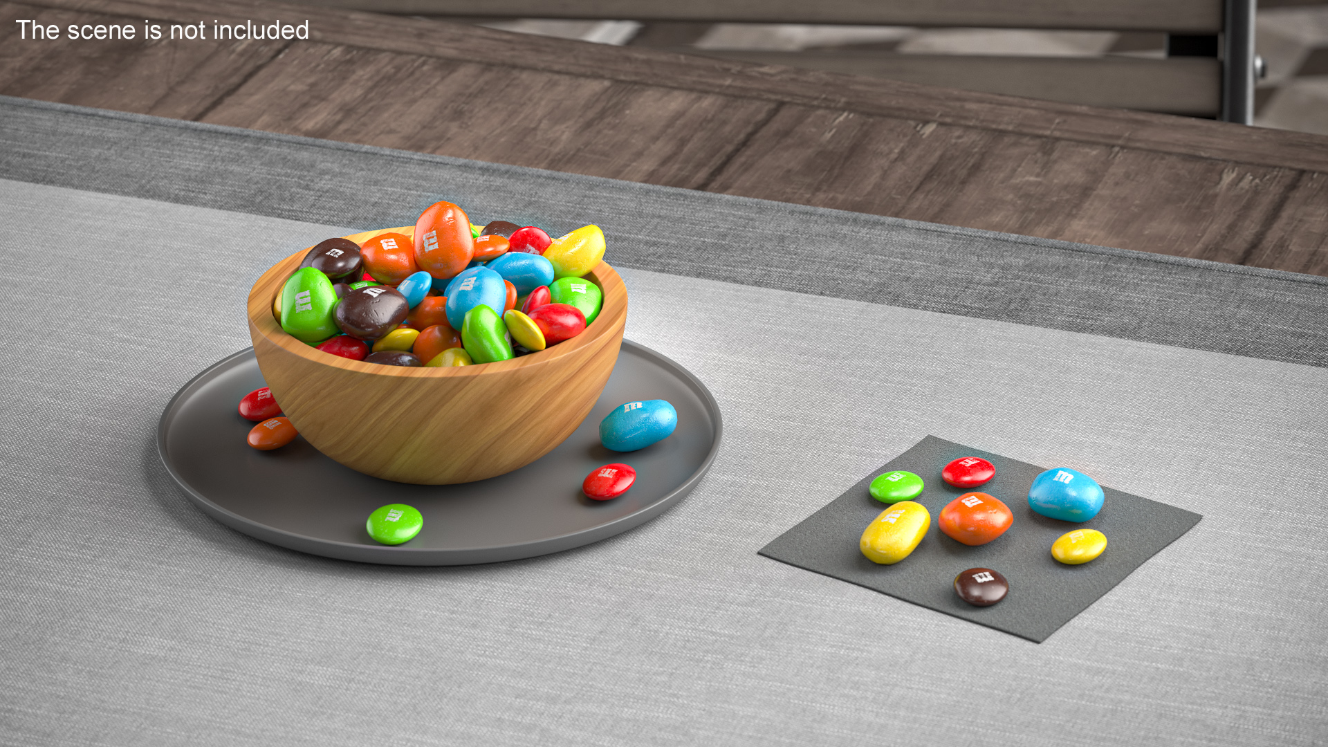 Various M and Ms Candies in Bowl 3D