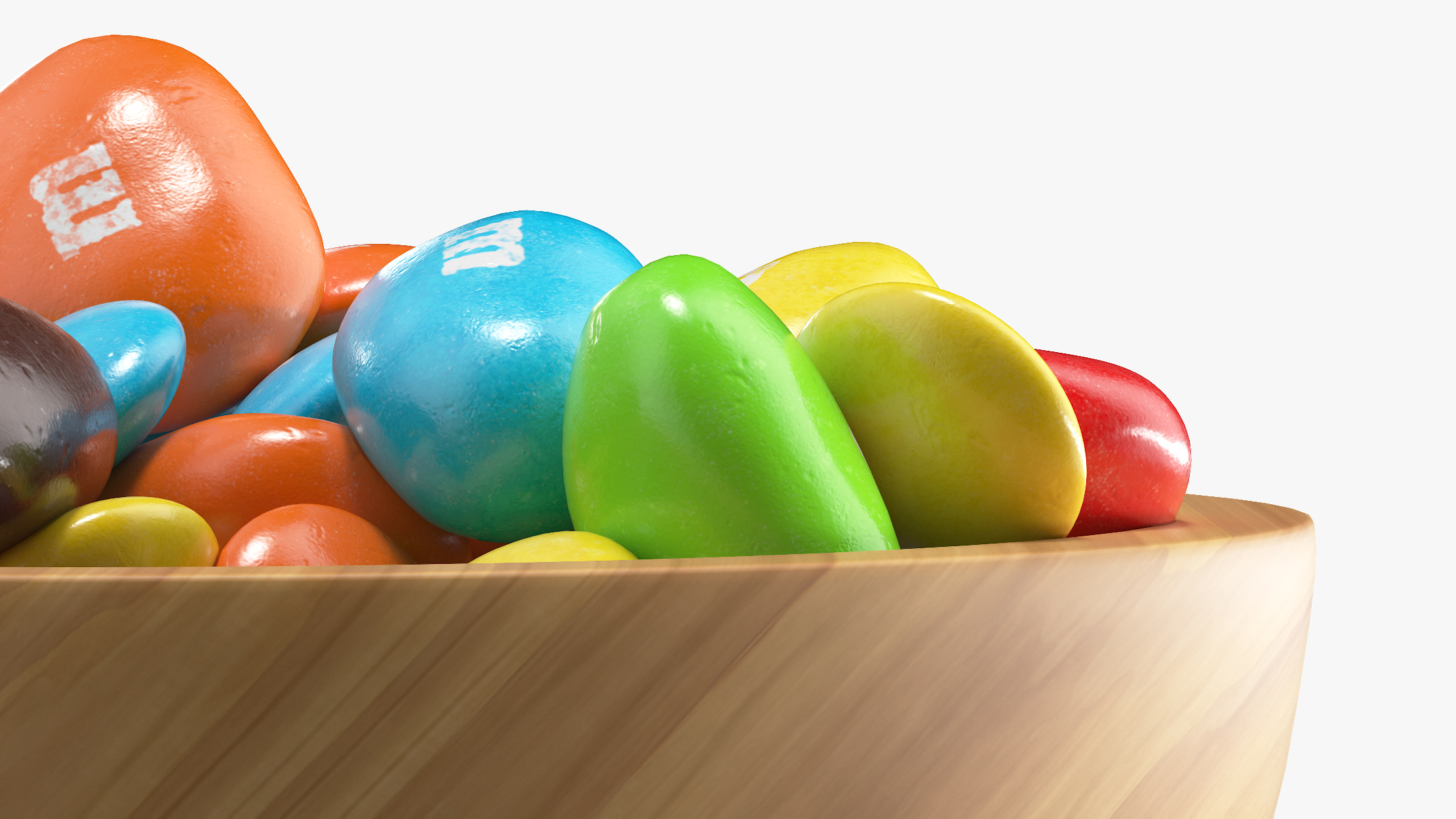 Various M and Ms Candies in Bowl 3D