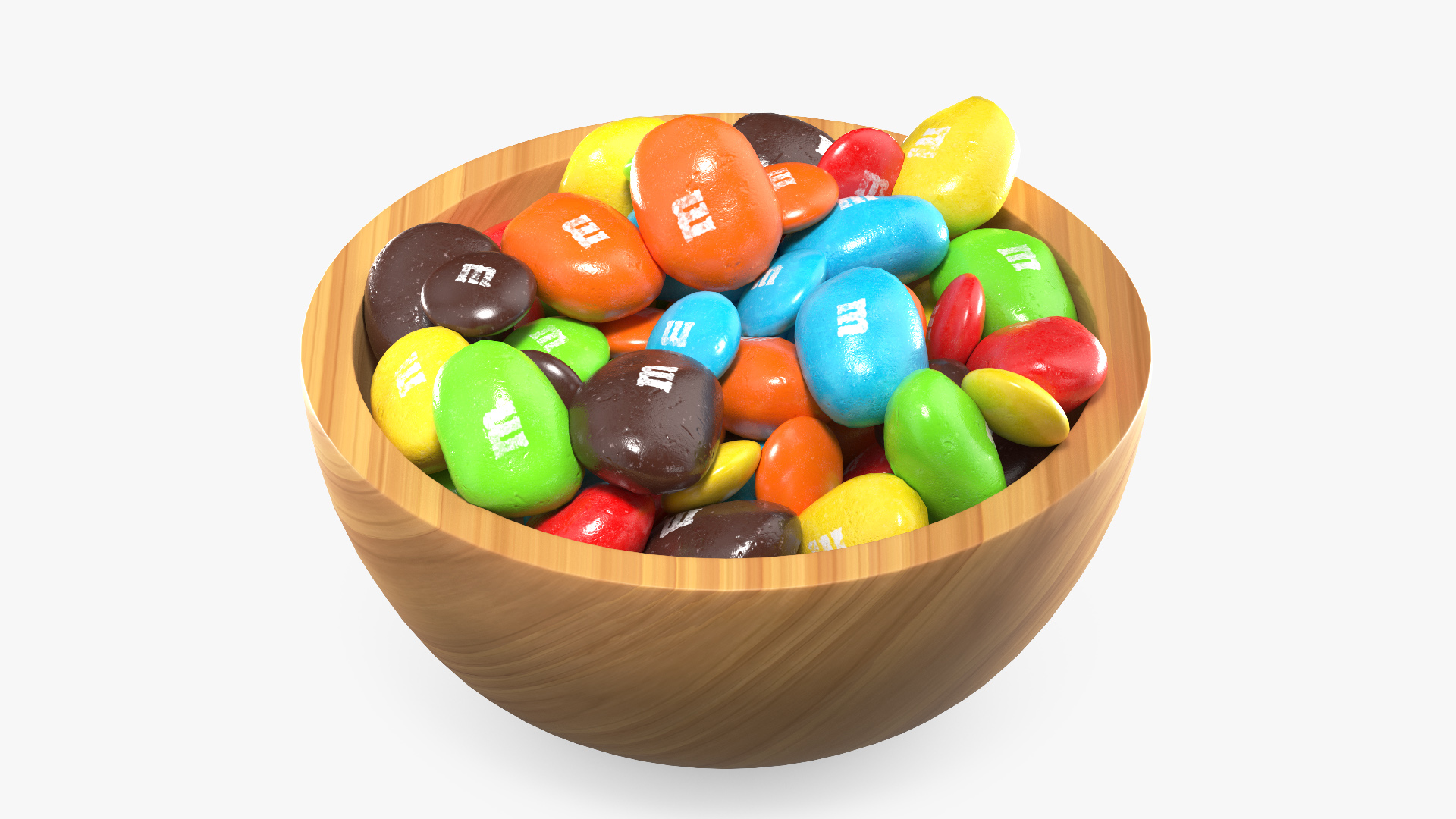 Various M and Ms Candies in Bowl 3D