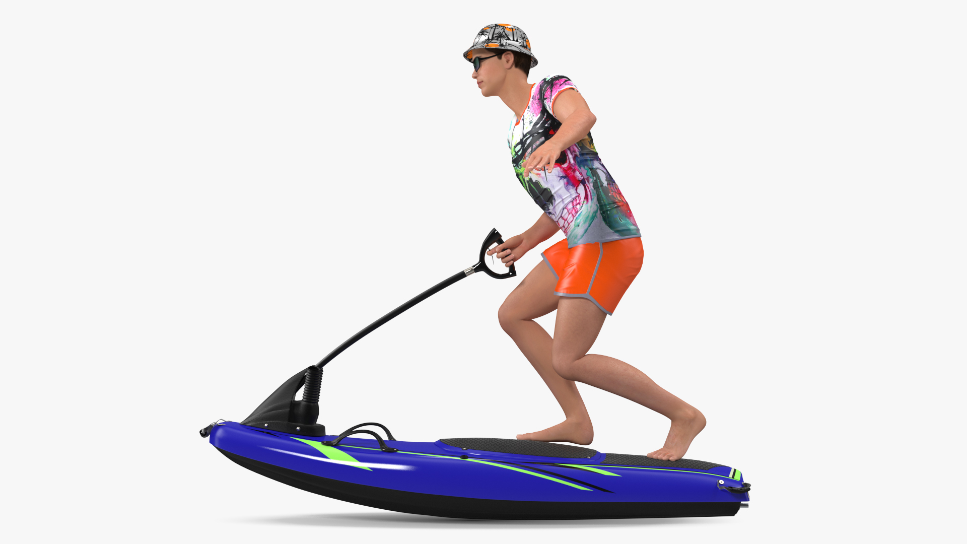 Man with Jet Surfboard 3D