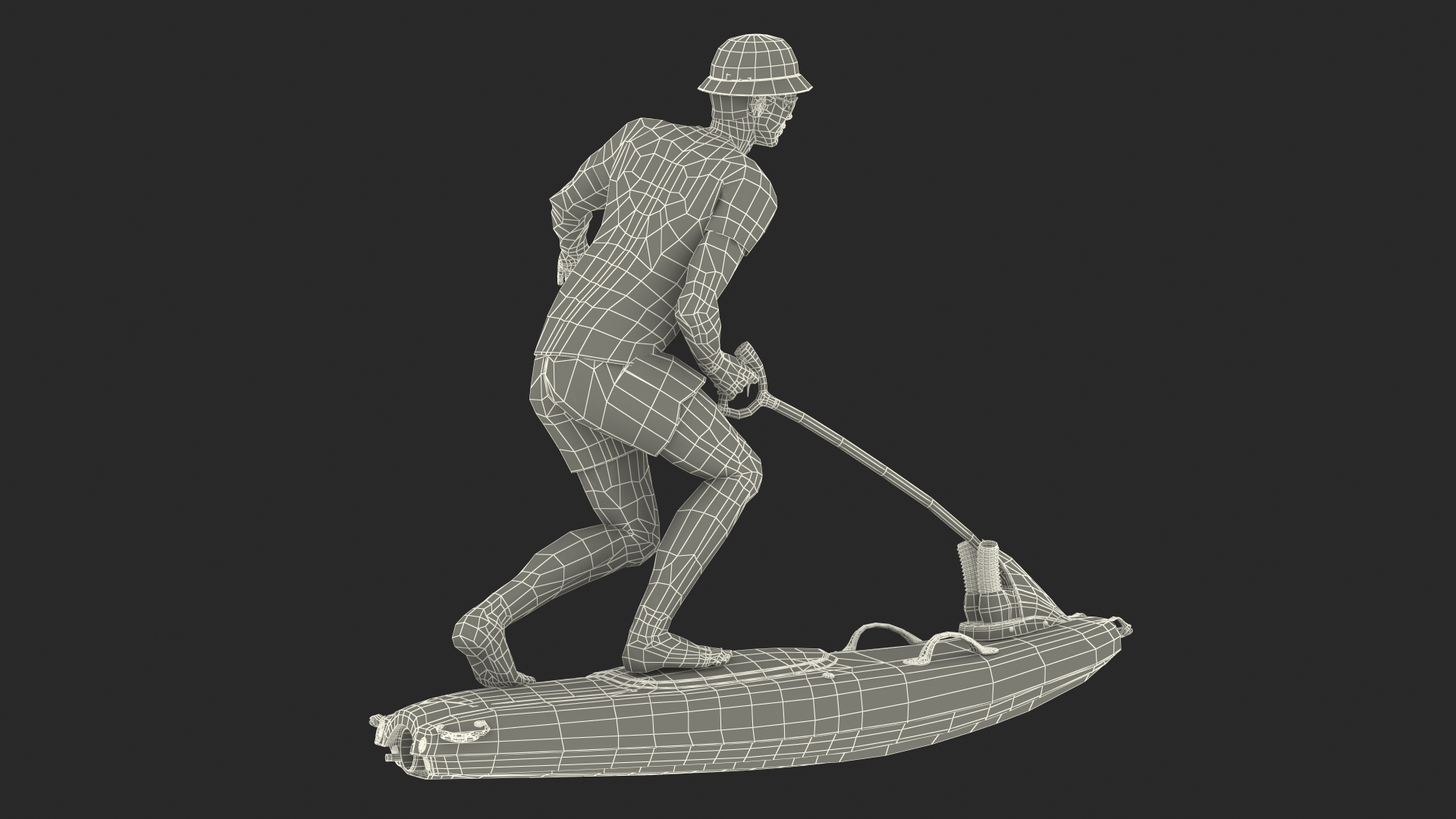 Man with Jet Surfboard 3D