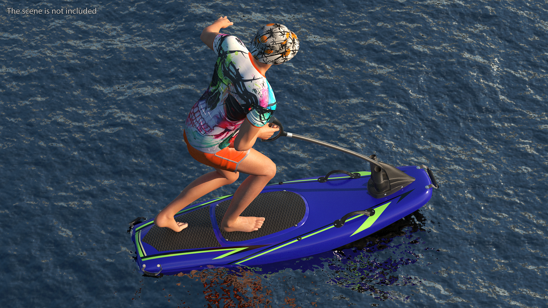 Man with Jet Surfboard 3D