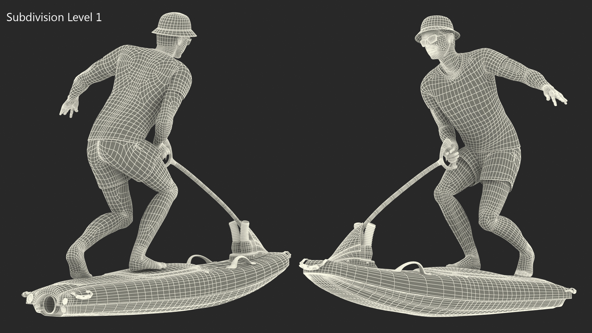 Man with Jet Surfboard 3D