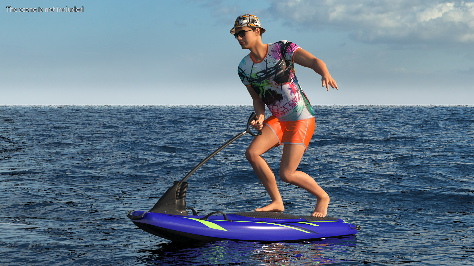 Man with Jet Surfboard 3D