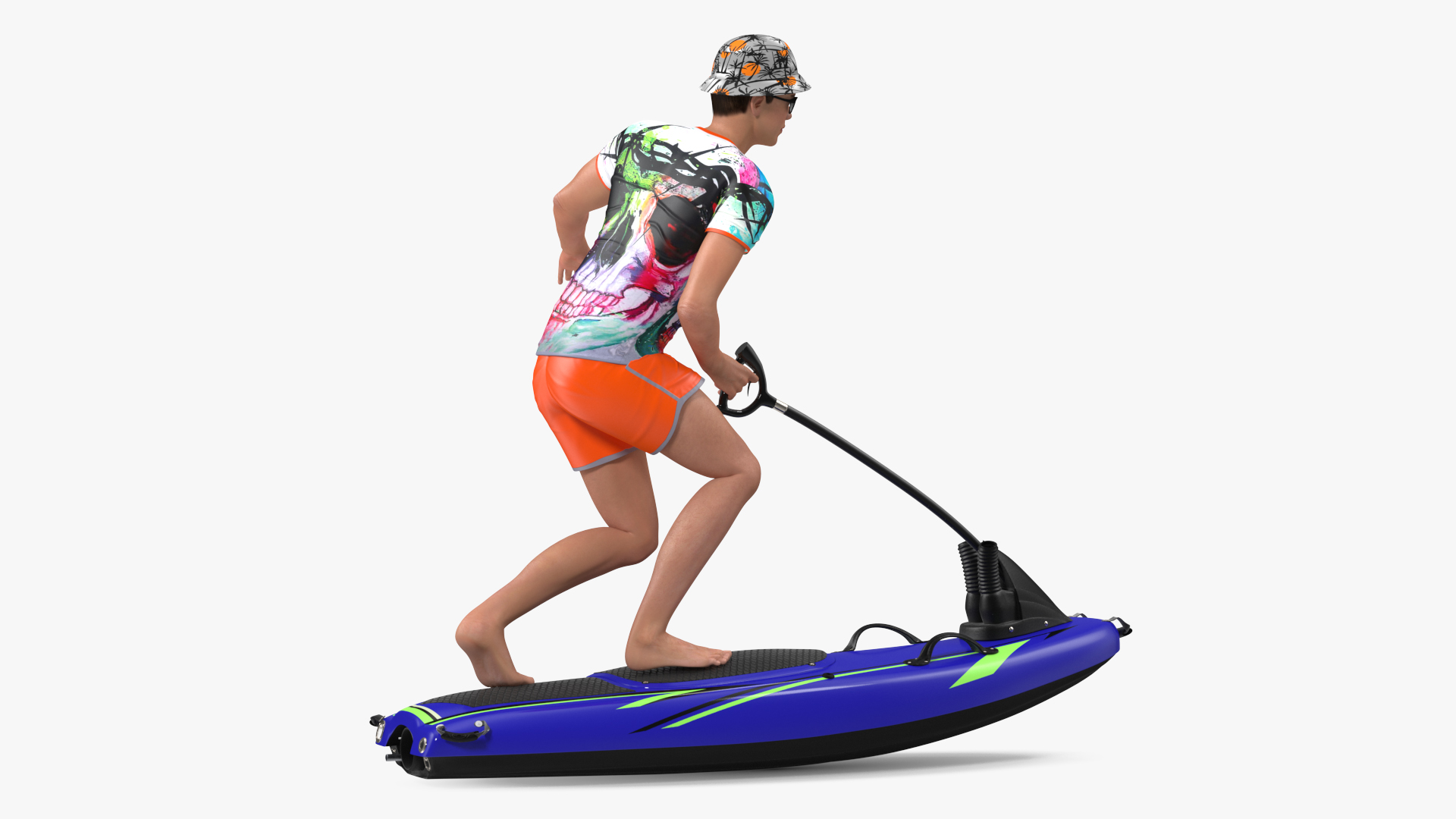 Man with Jet Surfboard 3D