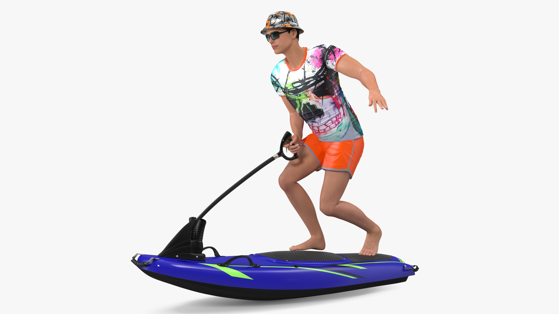 Man with Jet Surfboard 3D