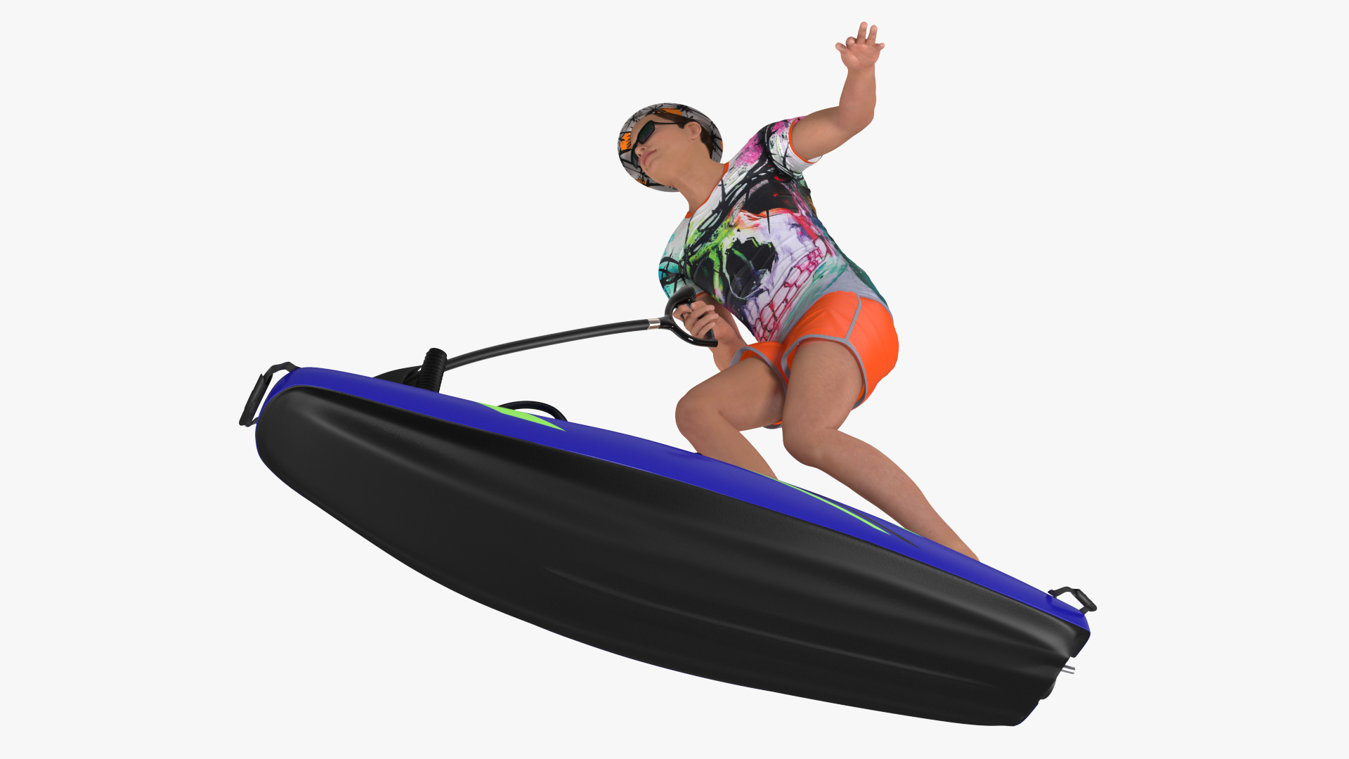 Man with Jet Surfboard 3D