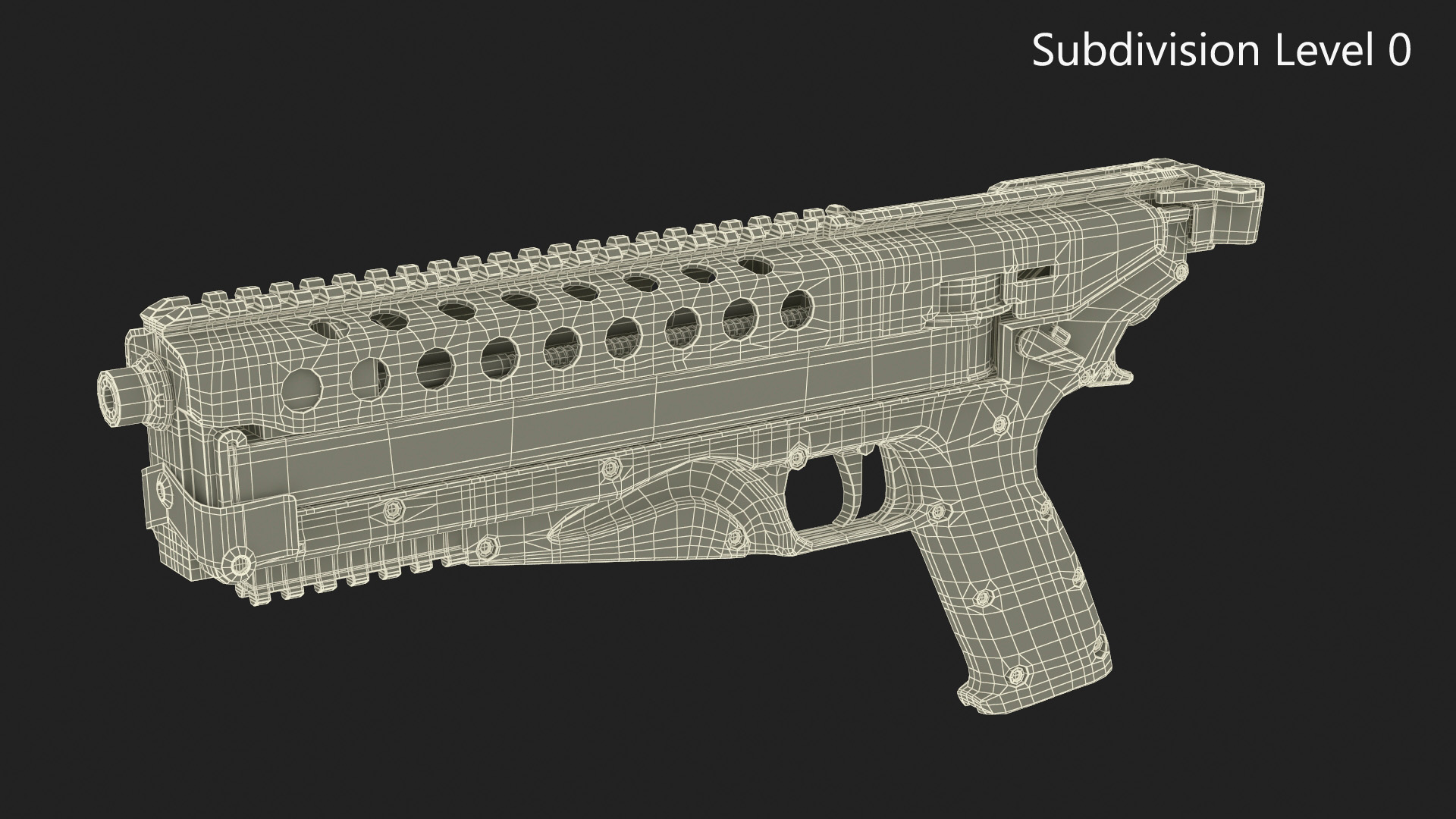 3D Futuristic Rapid Fire Pistol Grey model