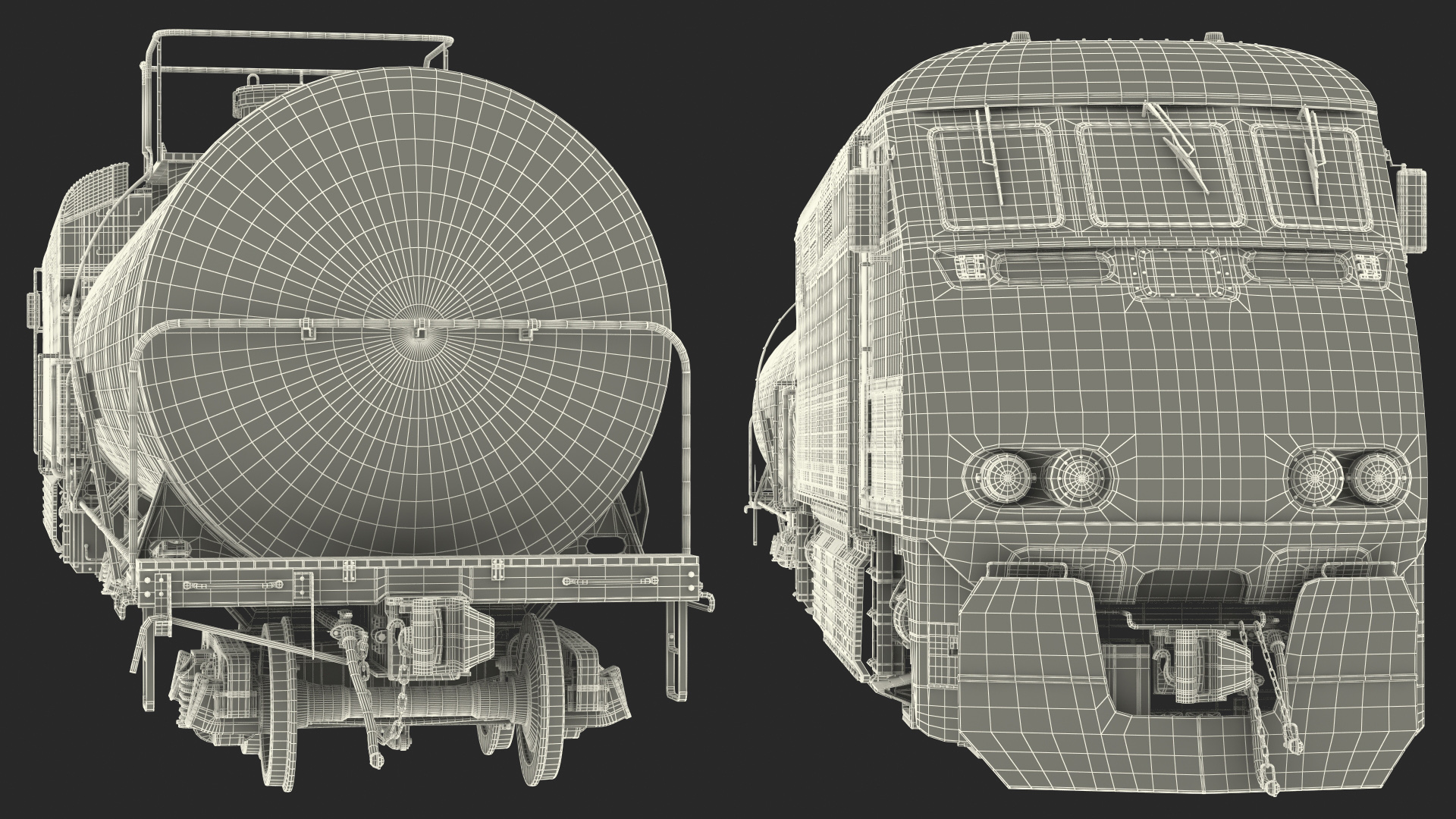 3D Train Locomotive With Tank