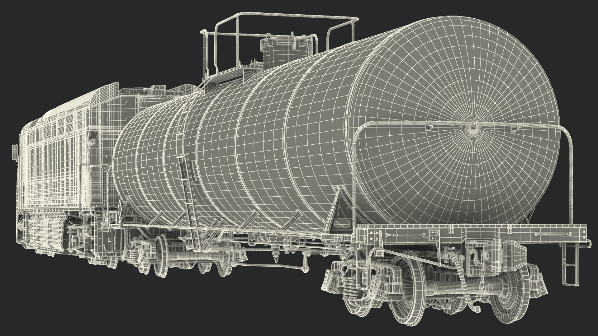 3D Train Locomotive With Tank