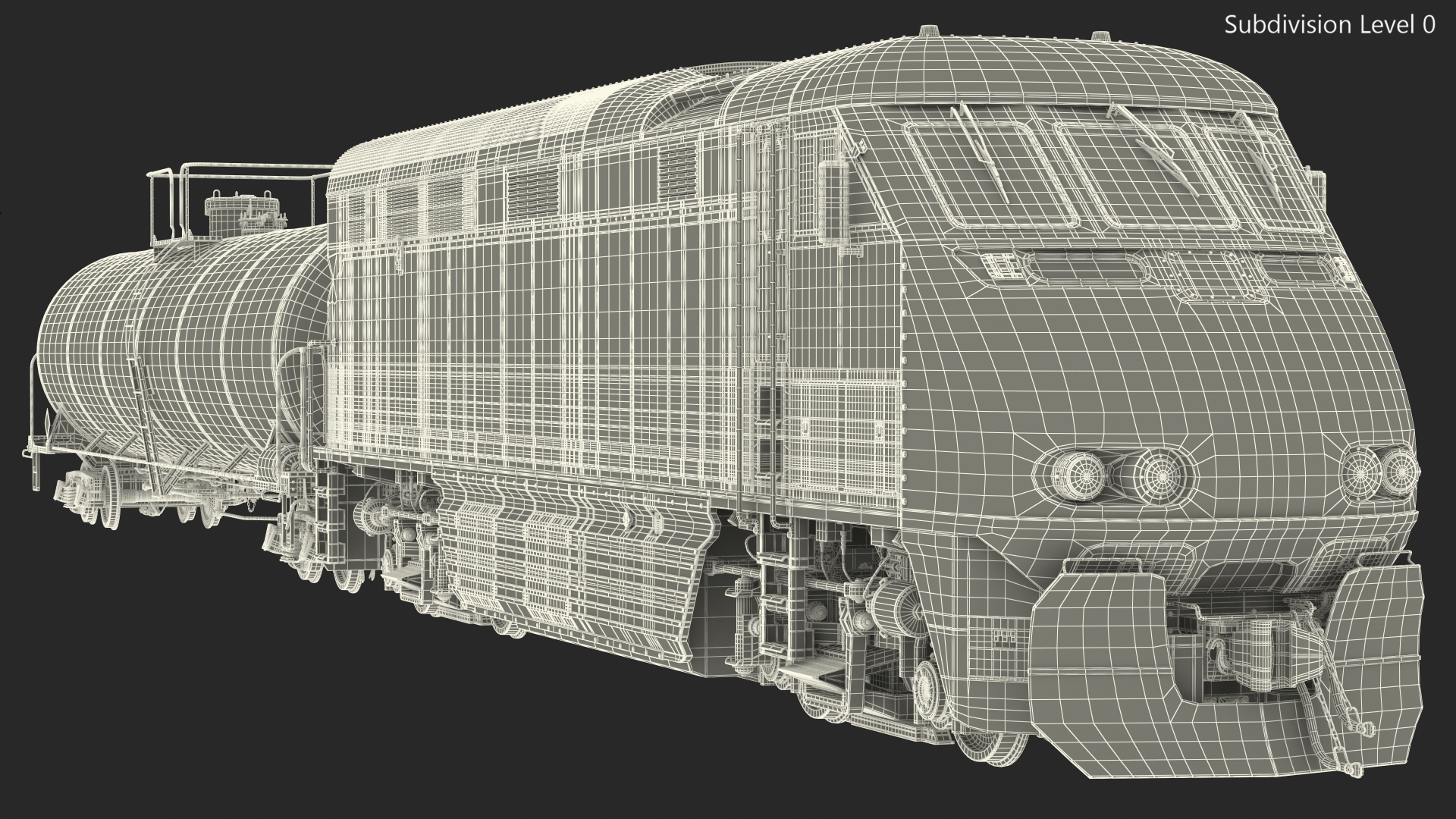 3D Train Locomotive With Tank