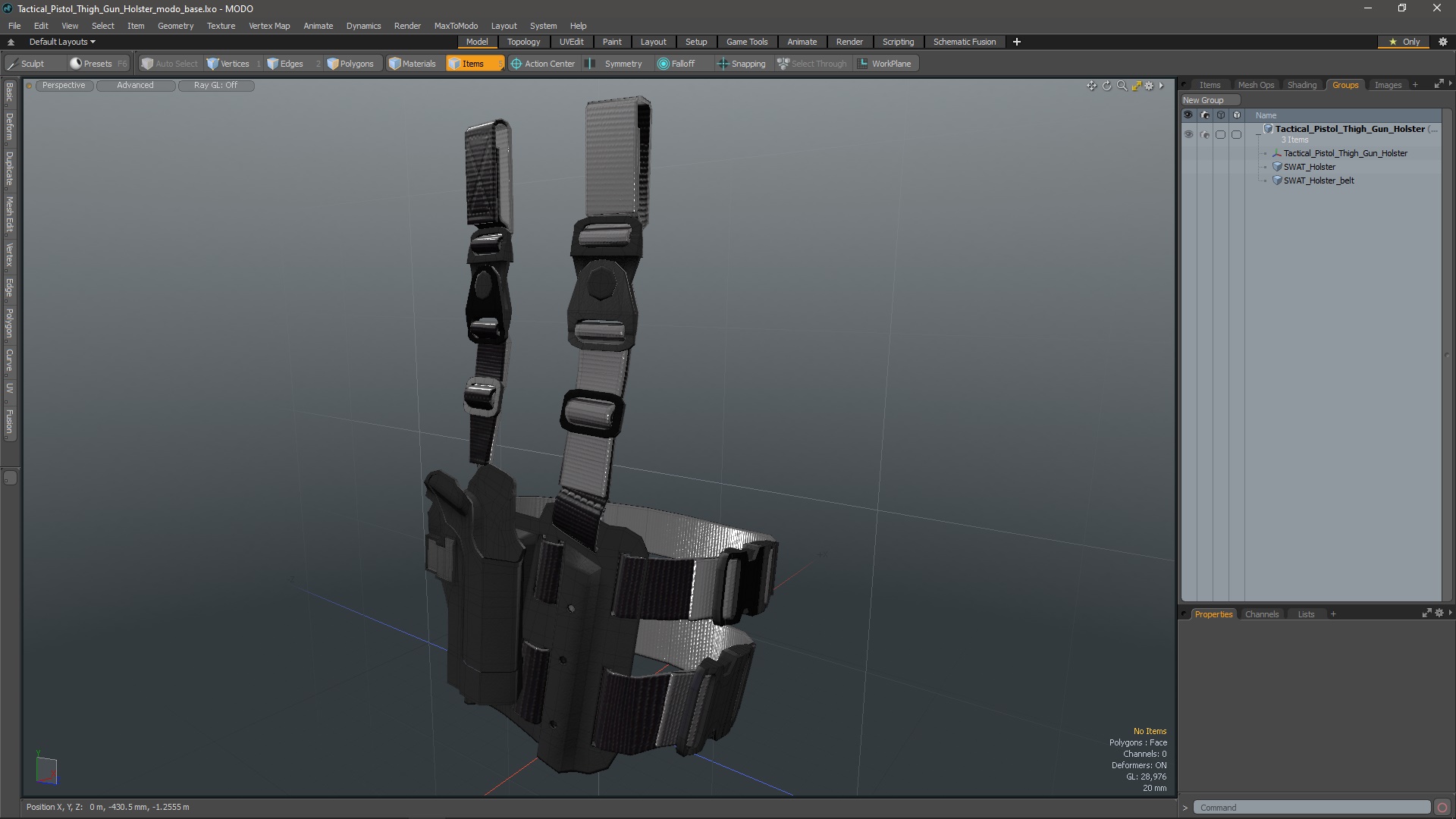 3D Tactical Pistol Thigh Gun Holster model