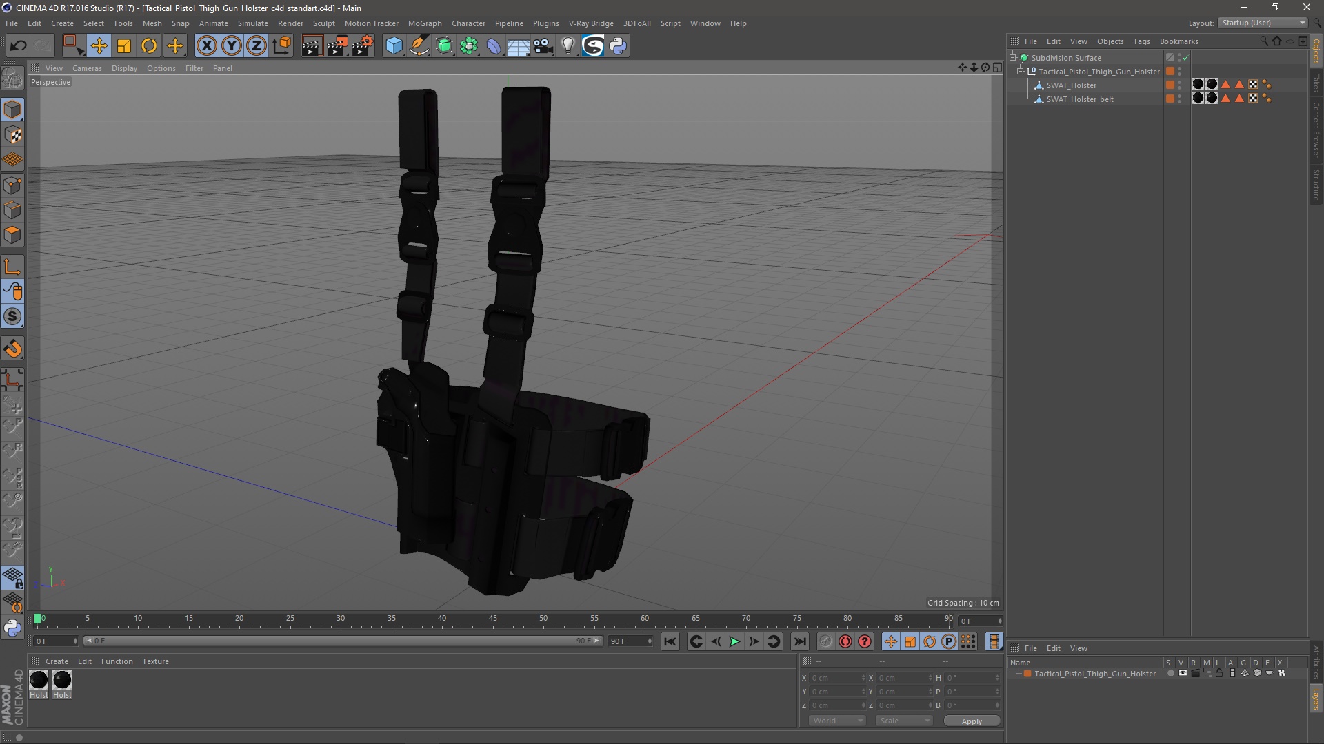 3D Tactical Pistol Thigh Gun Holster model