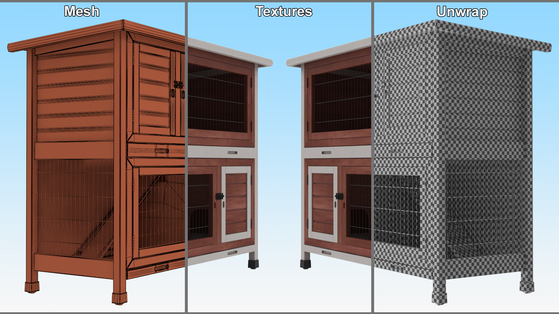 3D model Rabbit Hutch Painted