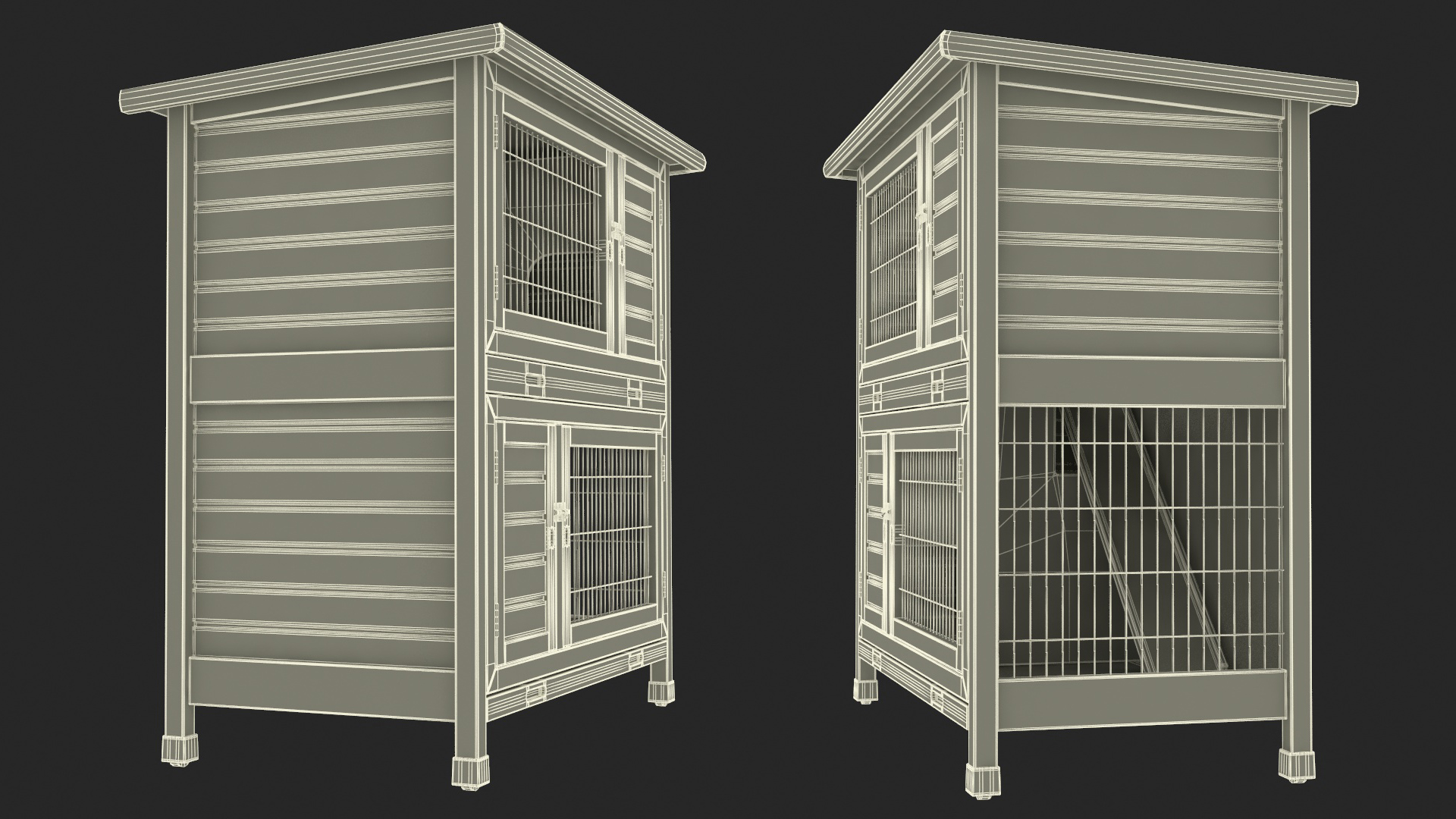 3D model Rabbit Hutch Painted