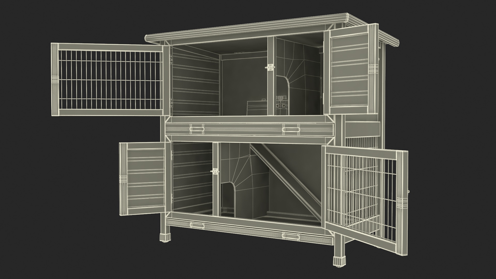 3D model Rabbit Hutch Painted