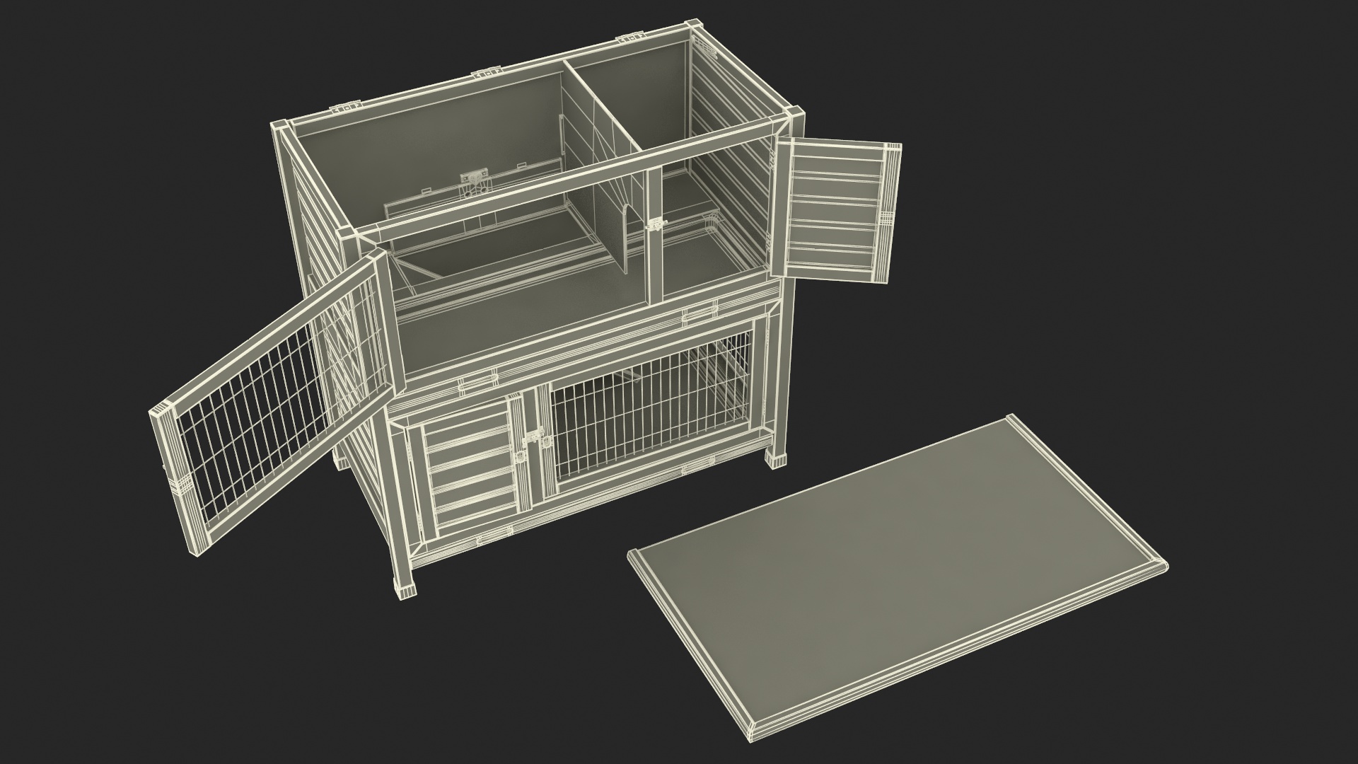 3D model Rabbit Hutch Painted