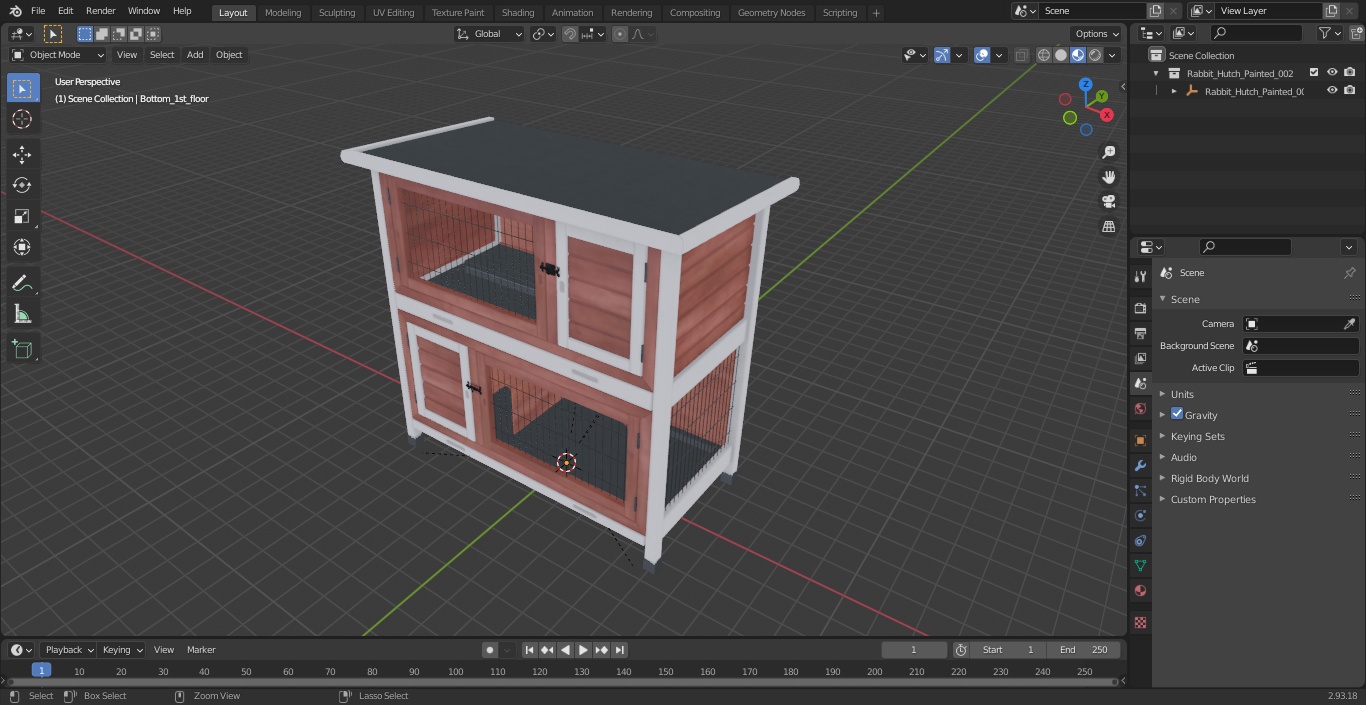 3D model Rabbit Hutch Painted