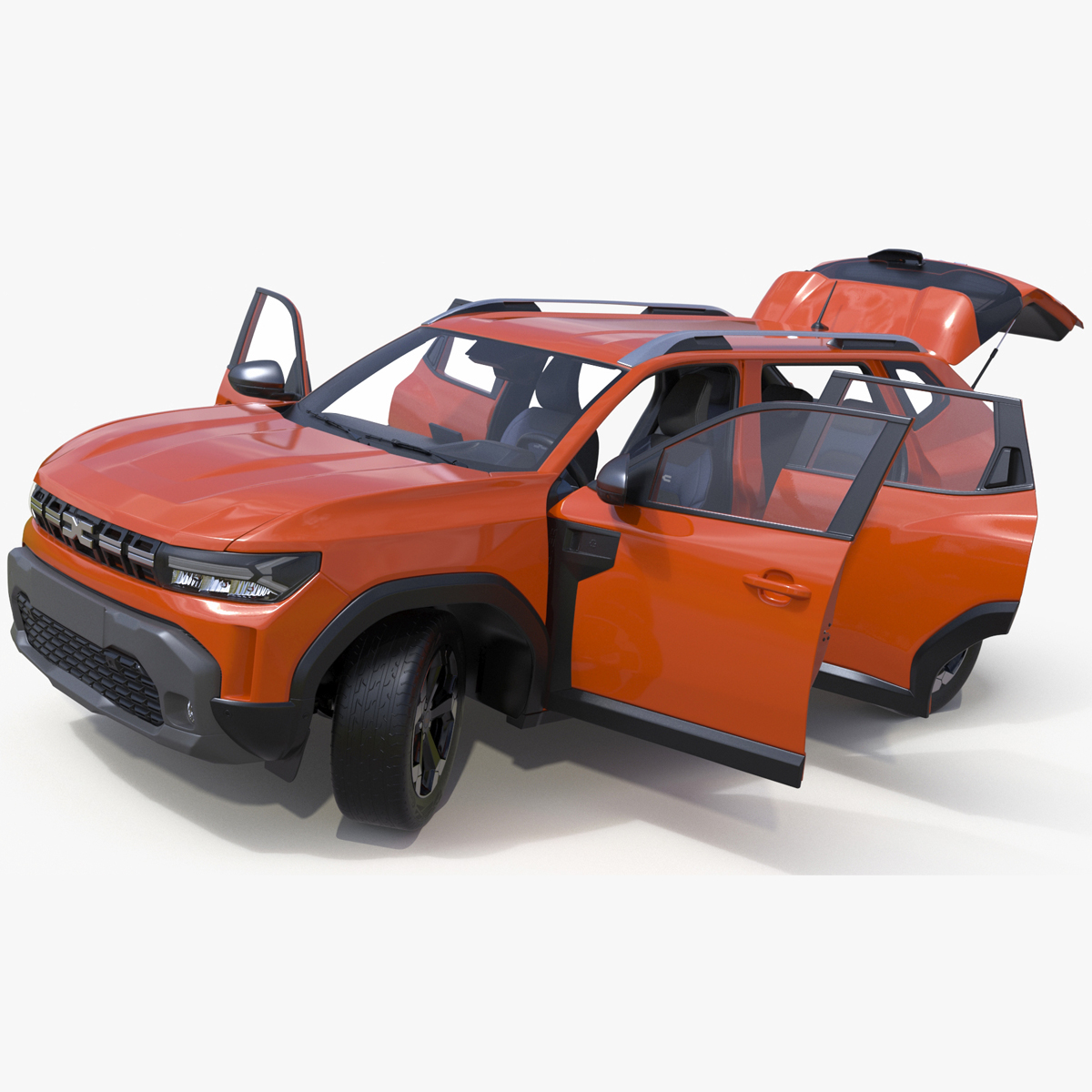 3D model Dacia Duster 2024 Crossover Orange Rigged for Maya