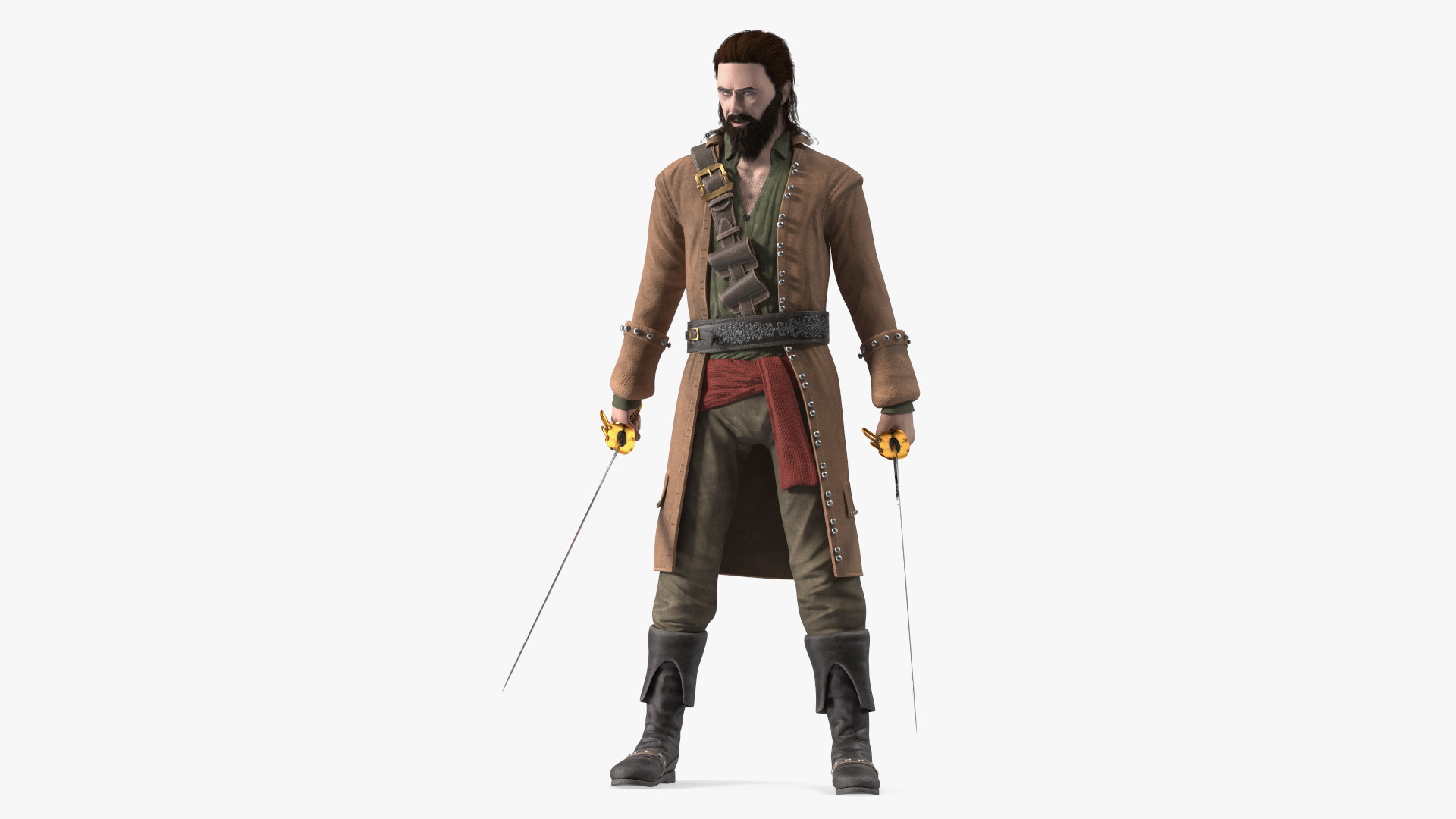 3D Rogue Pirate Man with Sabers model