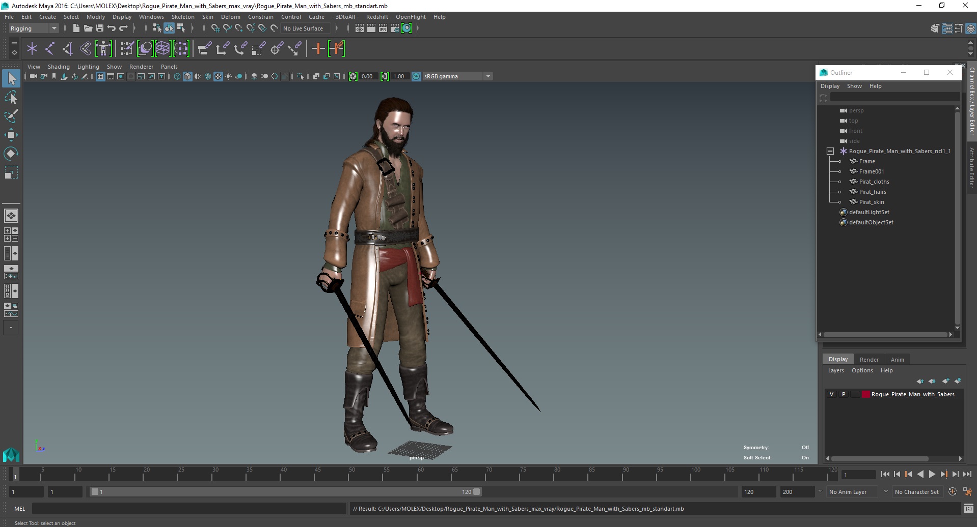 3D Rogue Pirate Man with Sabers model