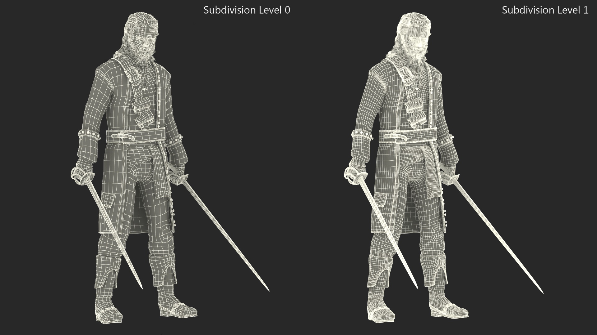 3D Rogue Pirate Man with Sabers model