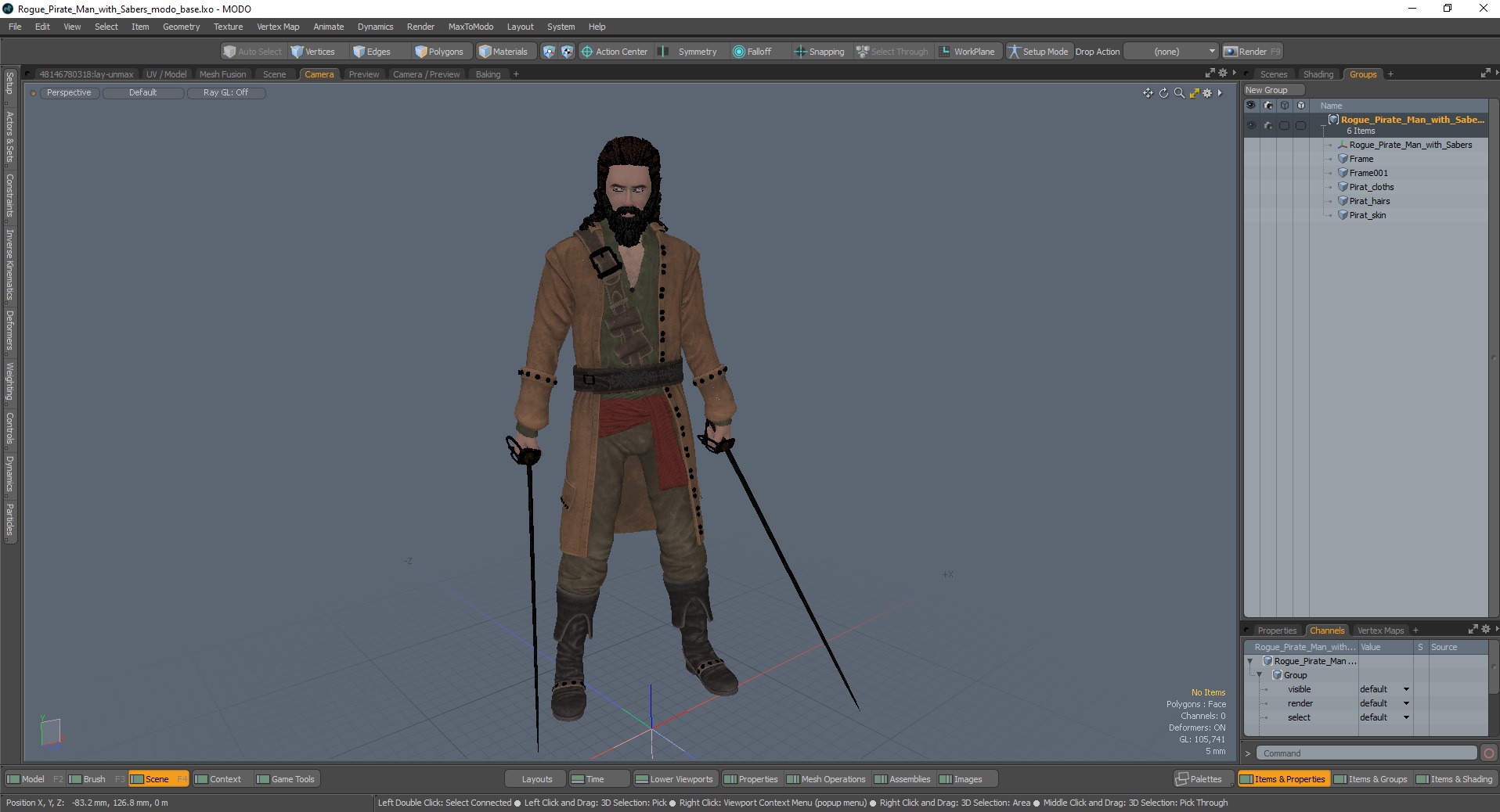 3D Rogue Pirate Man with Sabers model