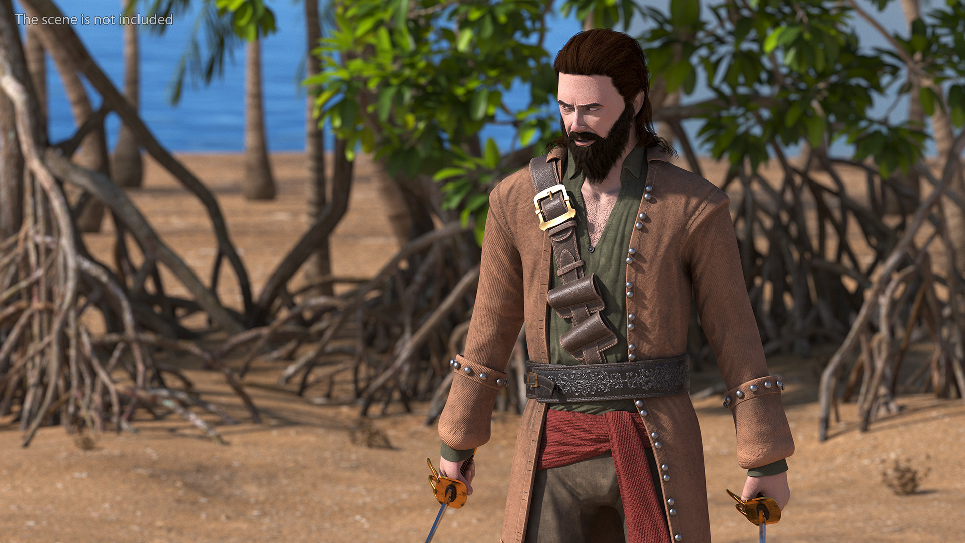 3D Rogue Pirate Man with Sabers model