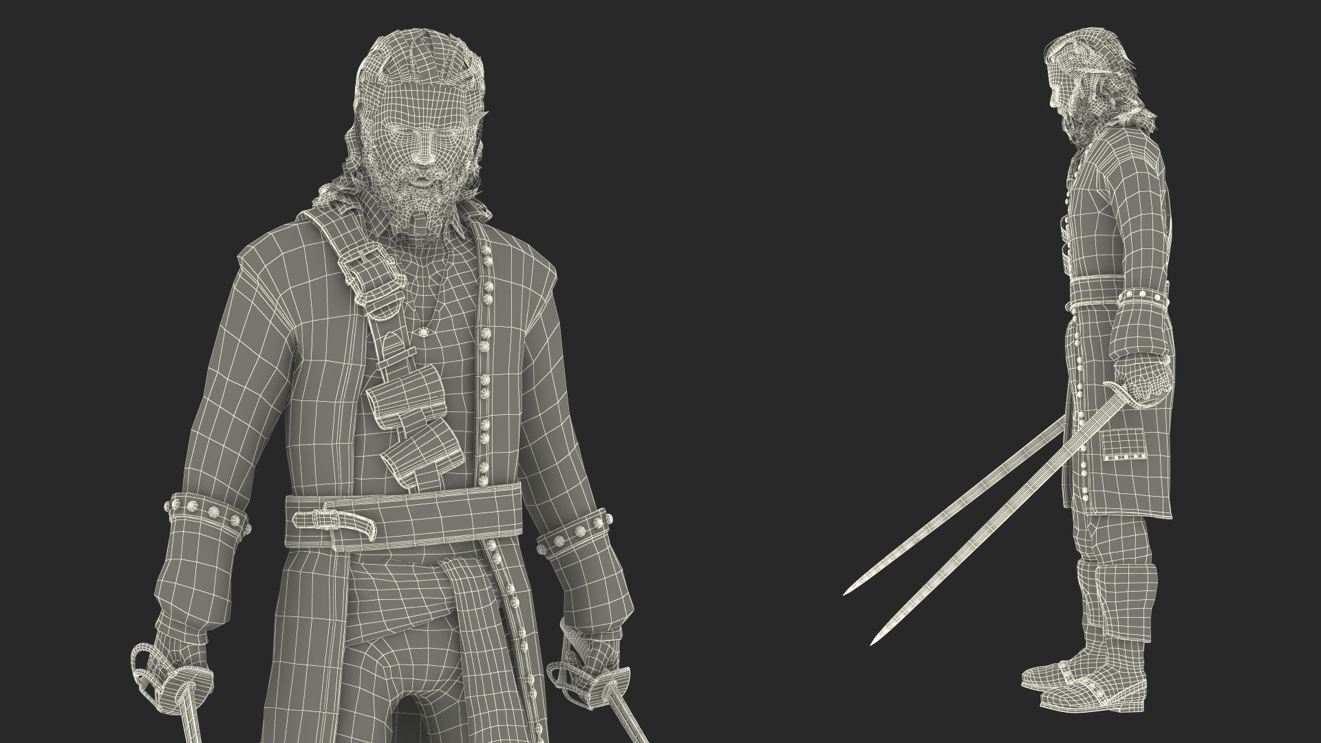 3D Rogue Pirate Man with Sabers model