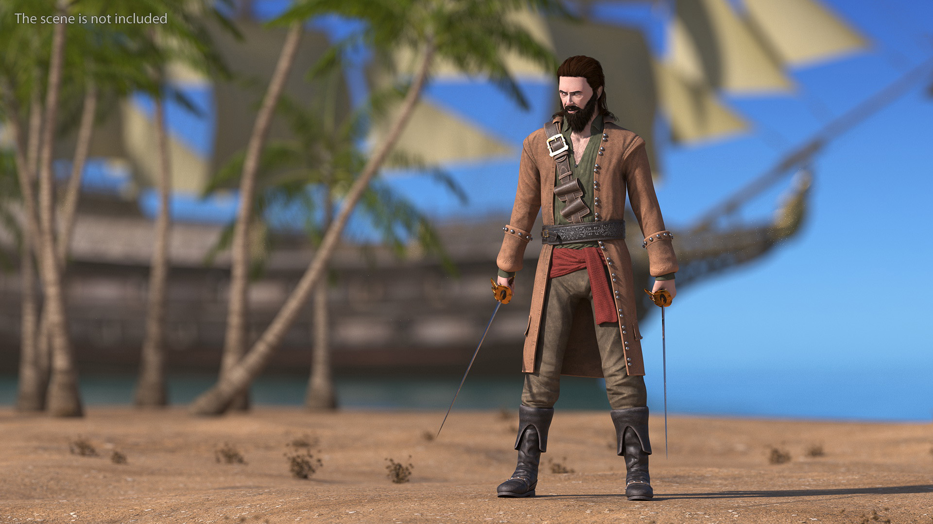 3D Rogue Pirate Man with Sabers model