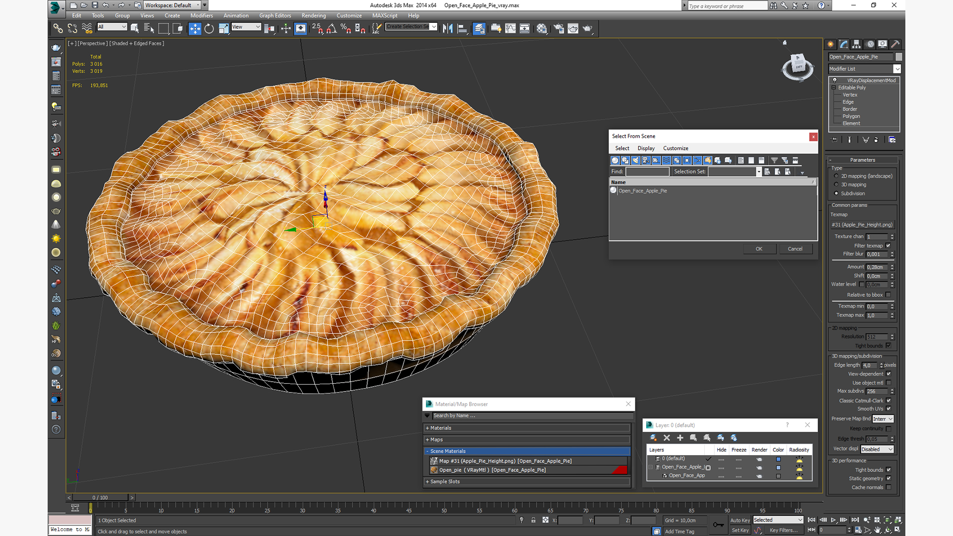 Open Face Apple Pie 3D model